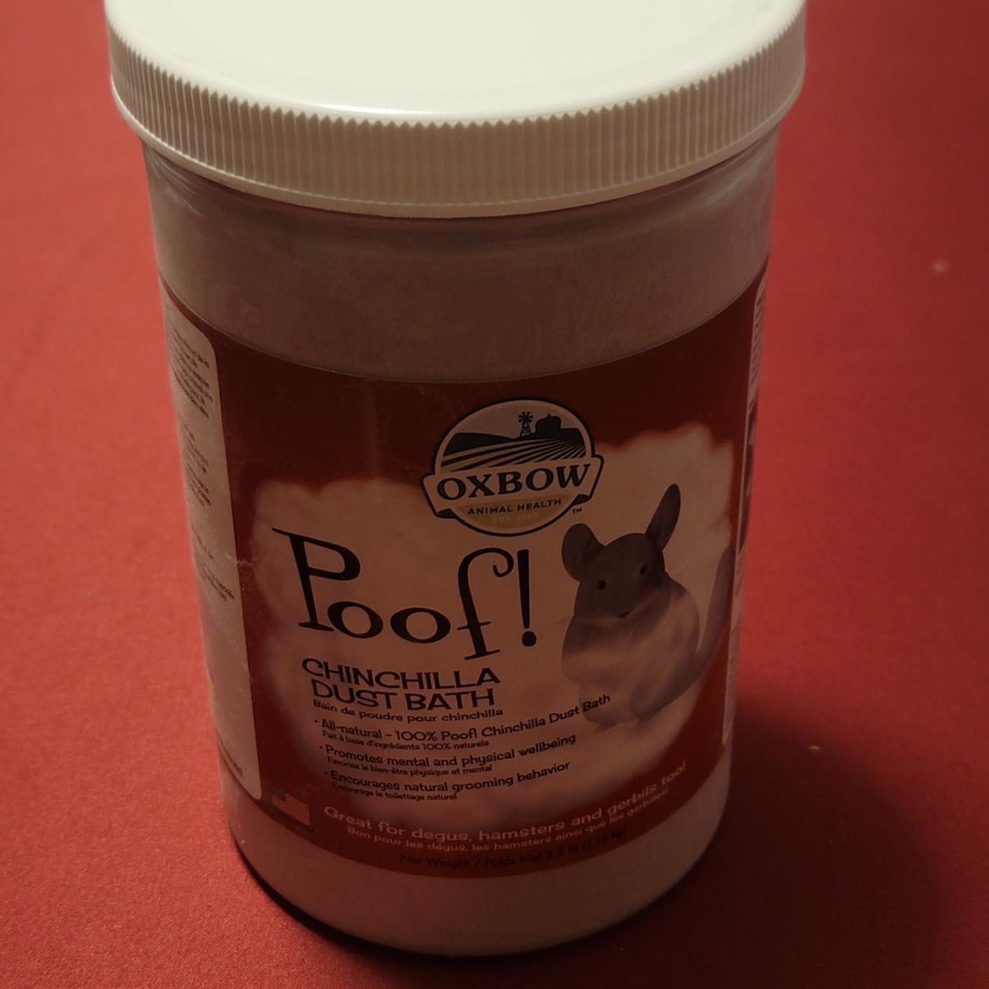 Oxbow POOF! Chinchilla Dust Bath,100% Natural Blue Beauty Dust for Chinchillas, Degus, Gerbils, and Hamsters, Small Animal Grooming, Natural Dusting Powder, 2.5 lbs Jar customer photo 1