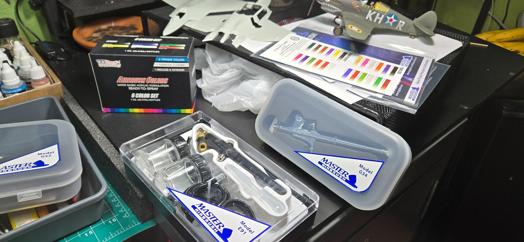 Master Airbrush Cool Runner II Air Brush Kit with Air Compressor Dual Fan, 3 Airbrushes, 6 Color Acrylic Paint Set, Hose, Brushes & Learning Guide Manual for Crafts, Auto, Tattoo & Model Painting customer photo 2