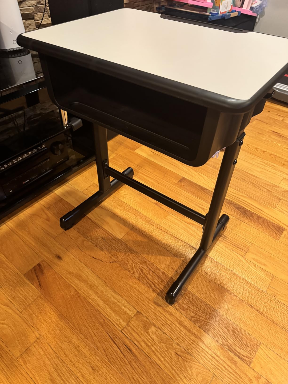 Flash Furniture Billie Open Front Student Desk for Classrooms or Remote Learning, Height Adjust School Desk with Book Box and Bag Hooks, Black/Gray customer photo 2