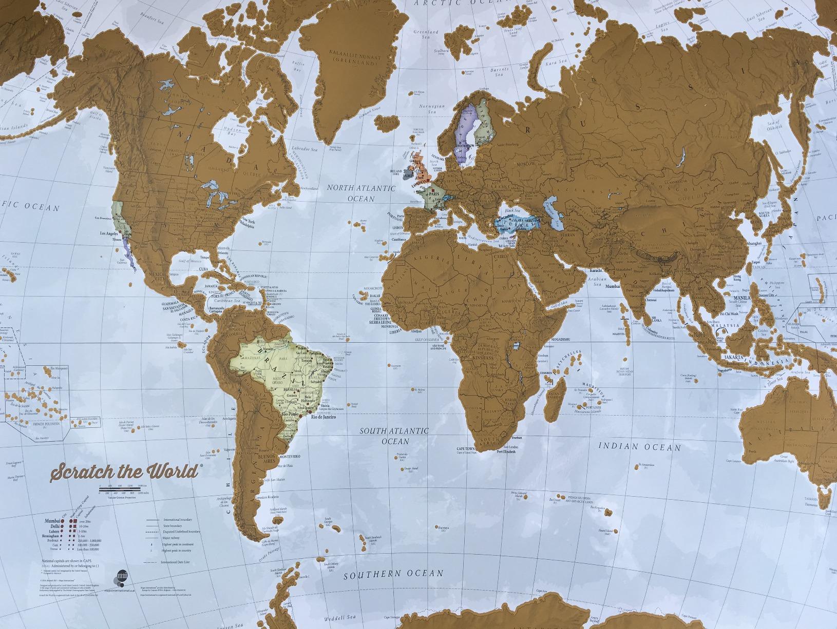 Scratch The World ® Travel Map - Frameable Scratch Off World Map Poster - X-Large 23 x 33 - Maps International - 50 Years of Making Maps - Updated 2025 - Cartographic Detail Featuring Country & State Borders customer photo 2