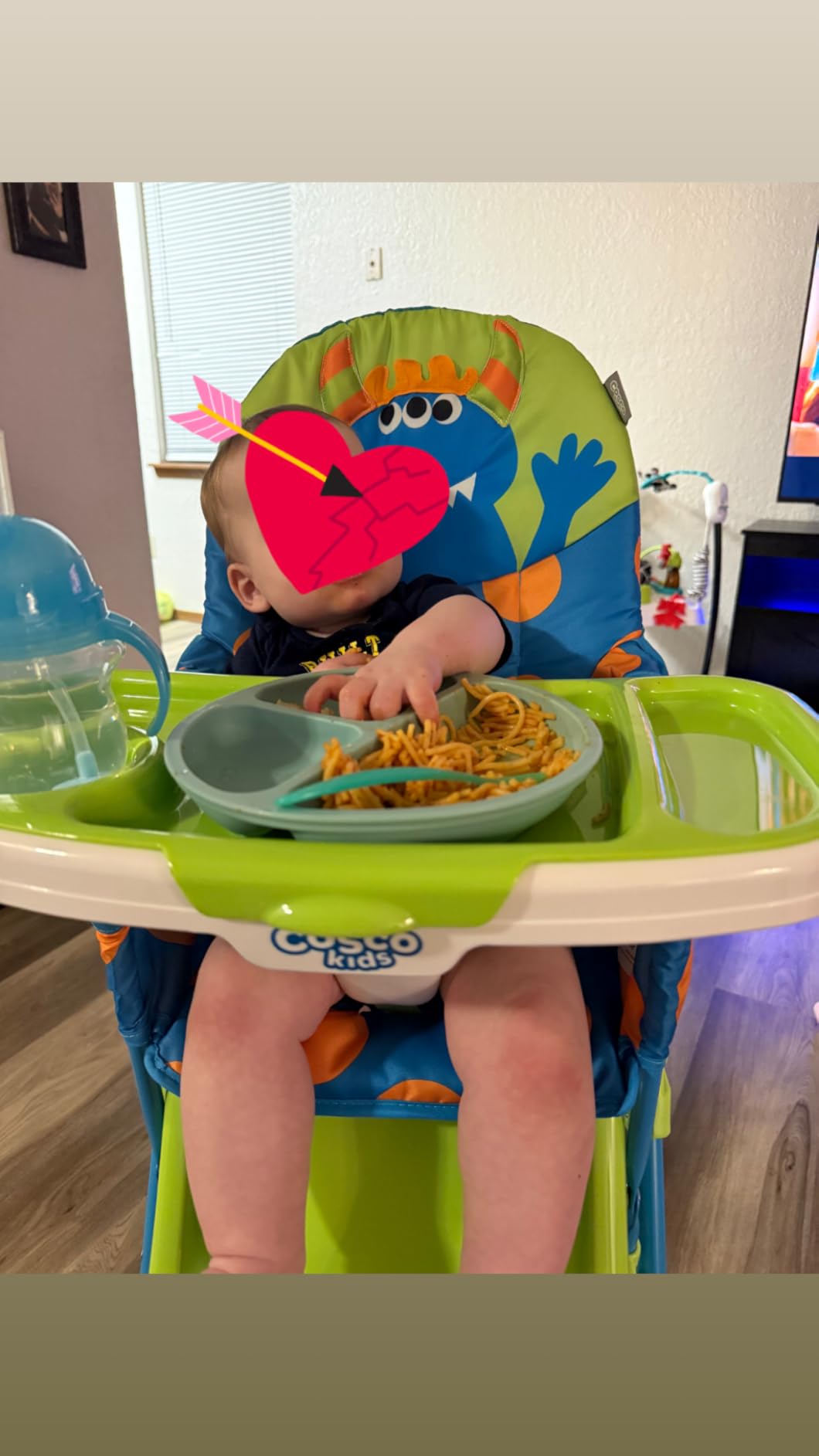 Cosco Kids Simple Fold Folding High Chair for Babies and Toddlers (from 6 Months to 50 lbs) Simple Fold Deluxe with 3-Position Tray, Portable High Chair, Monster Syd customer photo 1