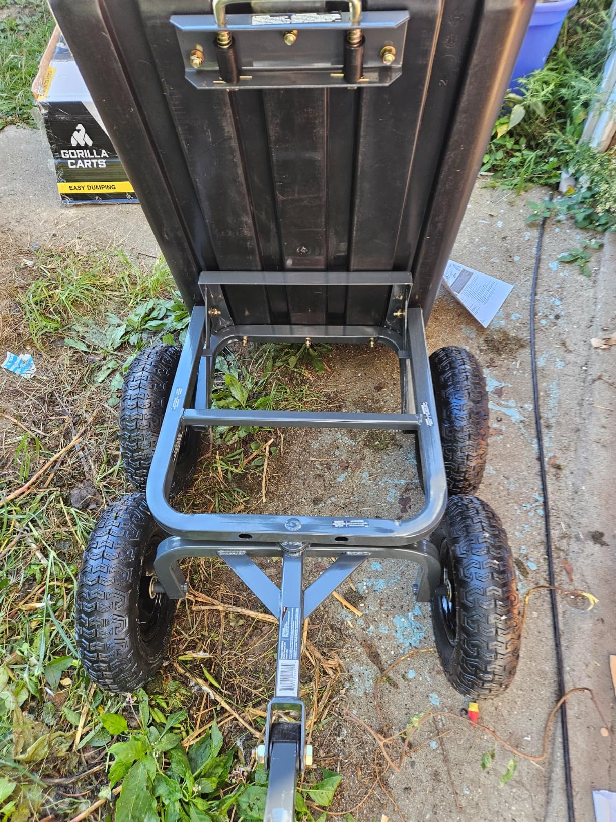 Gorilla Carts Heavy-Duty Poly Yard Dump Cart, 6 Cu Ft Tub, 1200 lb Haul Capacity, Black - Towable Utility Wagon with Quick-Release Dumping customer photo 1