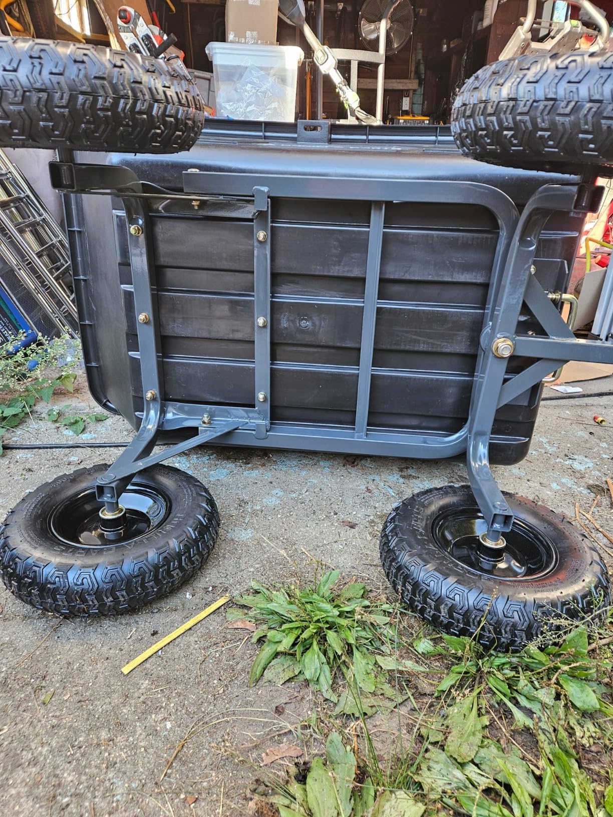 Gorilla Carts Heavy-Duty Poly Yard Dump Cart, 6 Cu Ft Tub, 1200 lb Haul Capacity, Black - Towable Utility Wagon with Quick-Release Dumping customer photo 2
