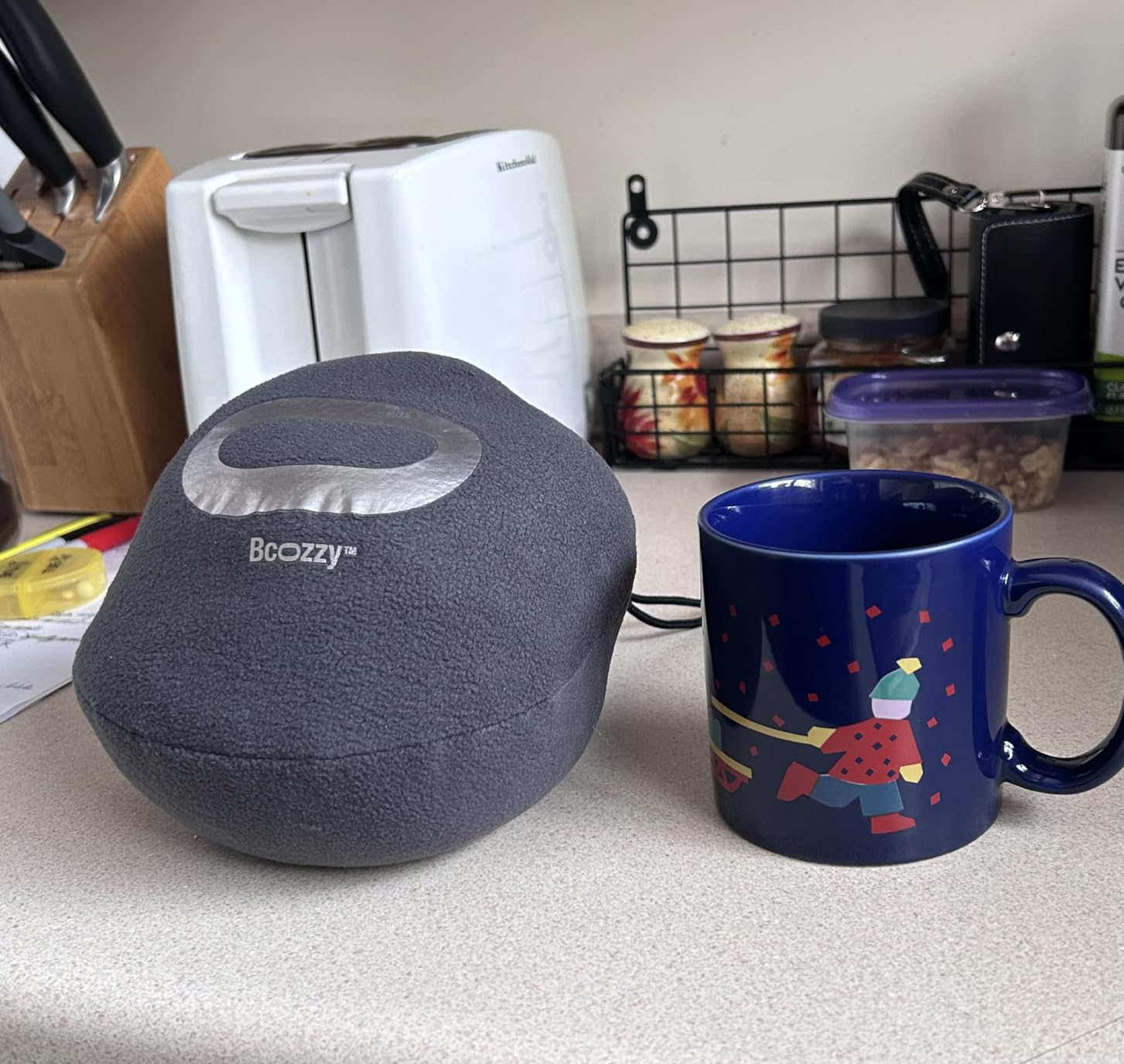 Travel Neck Pillow for Airplane - Patented Double Support for Head, Neck, and Chin. Best for Long Flights, Plane Sleeping, and Car Rides. Adjustable Size. Fully Washable. Carry Bag. Large, Navy customer photo 1