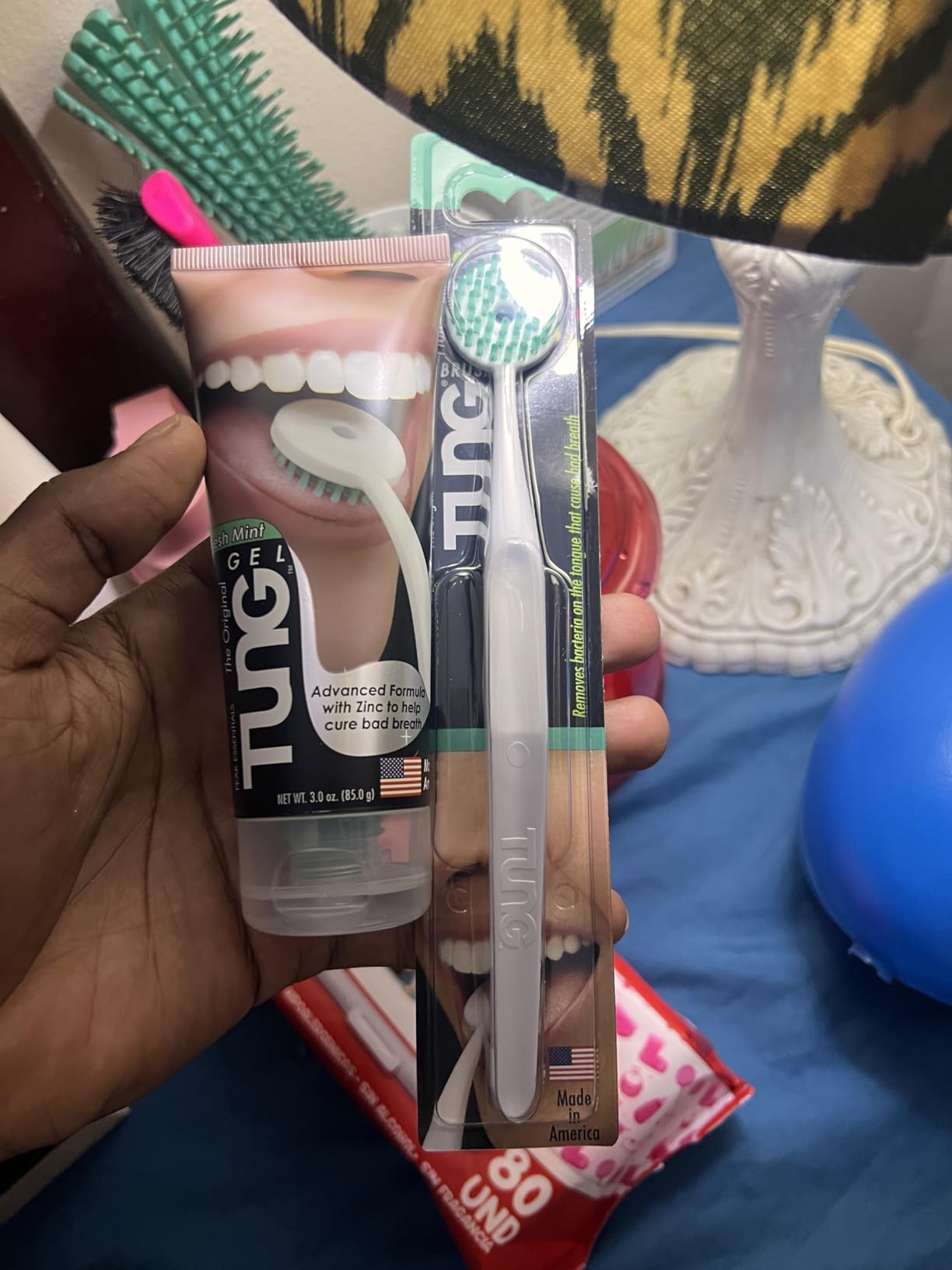 Tung Tongue Cleaning Kit, Tung Brush and Gel, Bad Breath Odor Eliminator, Halitosis Defense, USA Made (Set of 1) customer photo 1