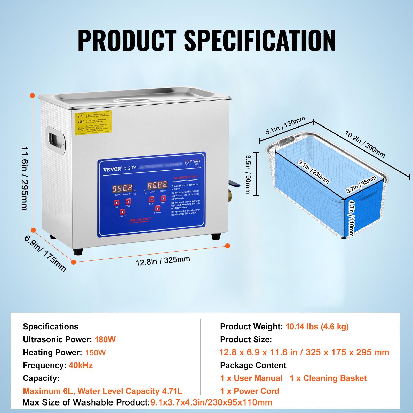 VEVOR 6L Commercial Sonic Cleaner, 40kHz Professional Cleaning Machine with Digital Timer & Heater, 110V - Ideal for Watches, Instruments, and Industrial Parts, FCC/CE/RoHS Certified customer photo 2