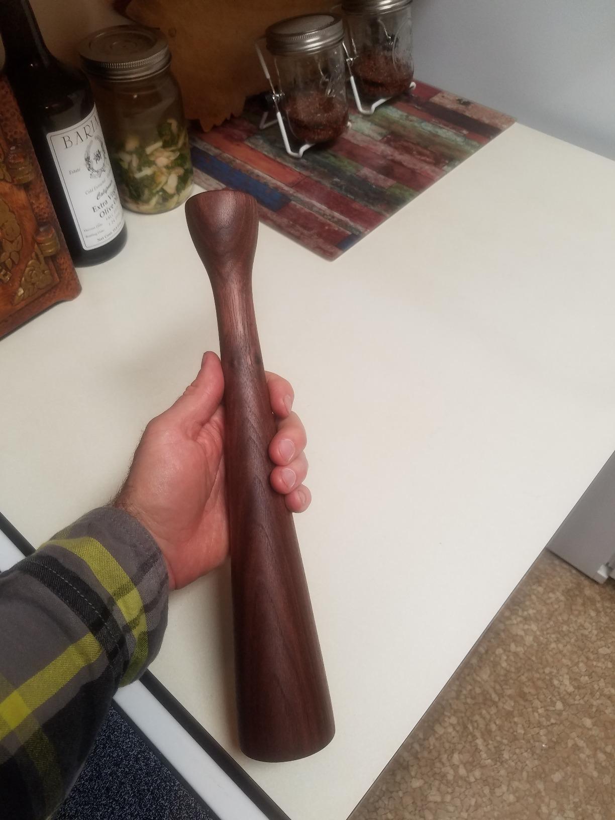 One Piece Wooden Sauerkraut Tamper (Walnut) customer photo 2