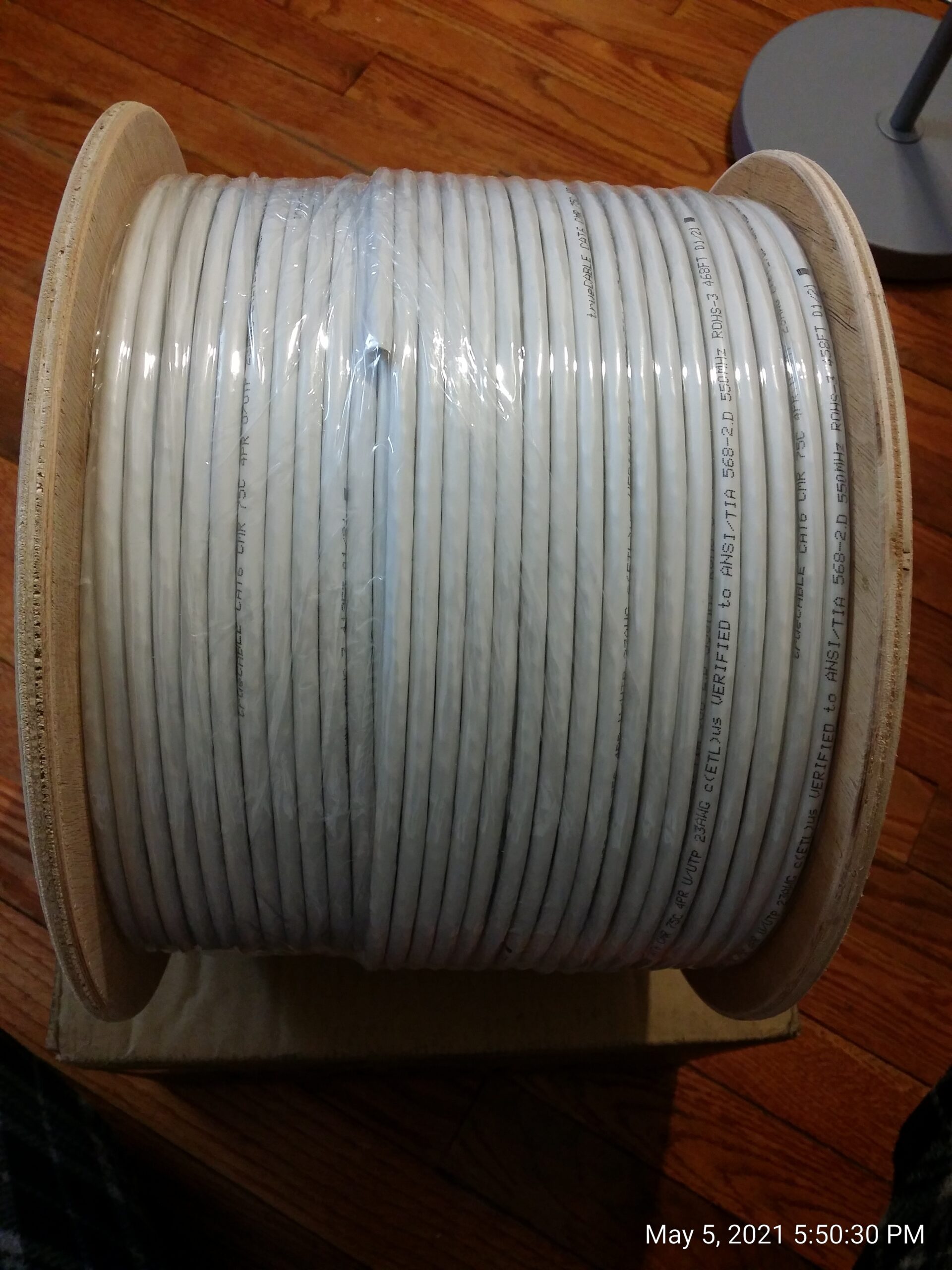 TRUE CABLE Cat6 Riser (CMR), 1000ft, White, 23AWG 4 Pair Solid Bare Copper, 550MHz, ETL Listed, Unshielded Twisted Pair (UTP), Bulk Ethernet Cable customer photo 1