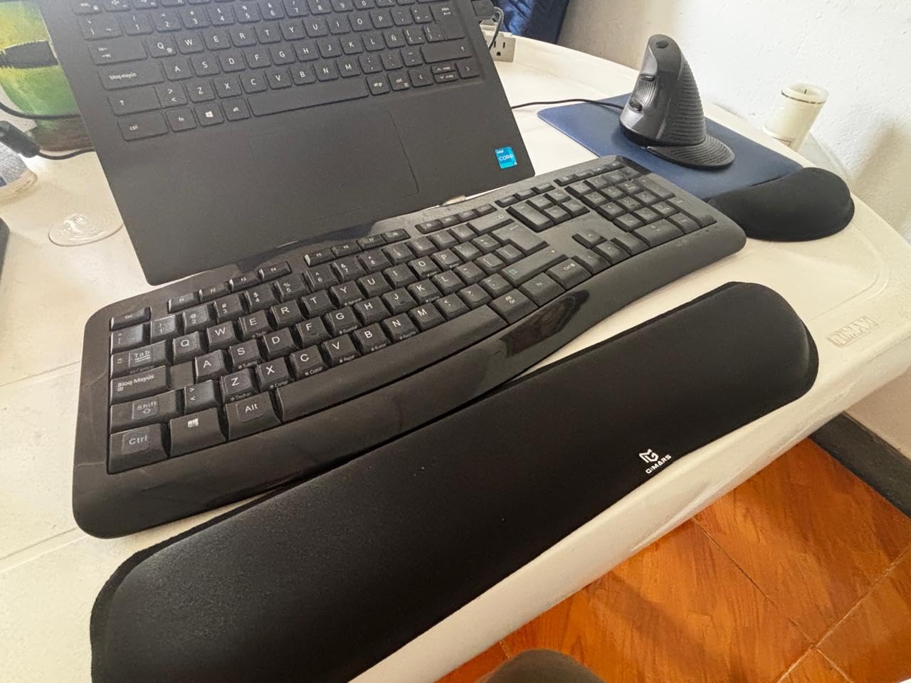 Gimars Upgrade Enlarge Silky and Superfine Fabric Gel Memory Foam Keyboard Wrist Rest Set, Ergonomic Keyboard Mouse Wrist Support for Typing Pain Relief, Comfort for Office, Gaming, Computer, Black customer photo 1