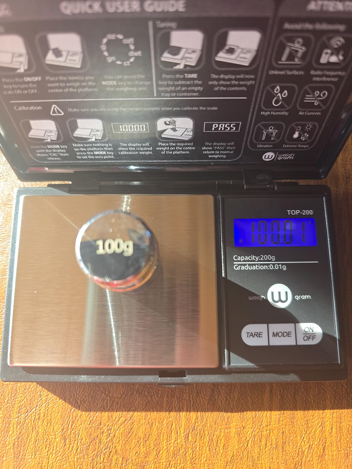 Weigh Gram 200g Digital Pocket Gram Scale 0.01g Accuracy, 200g x 0.01g Mini Digital Grams Scale, Small Food Scale, Jewelry Scale, Ounces Grains Scale With100g Calibration Weight customer photo 1