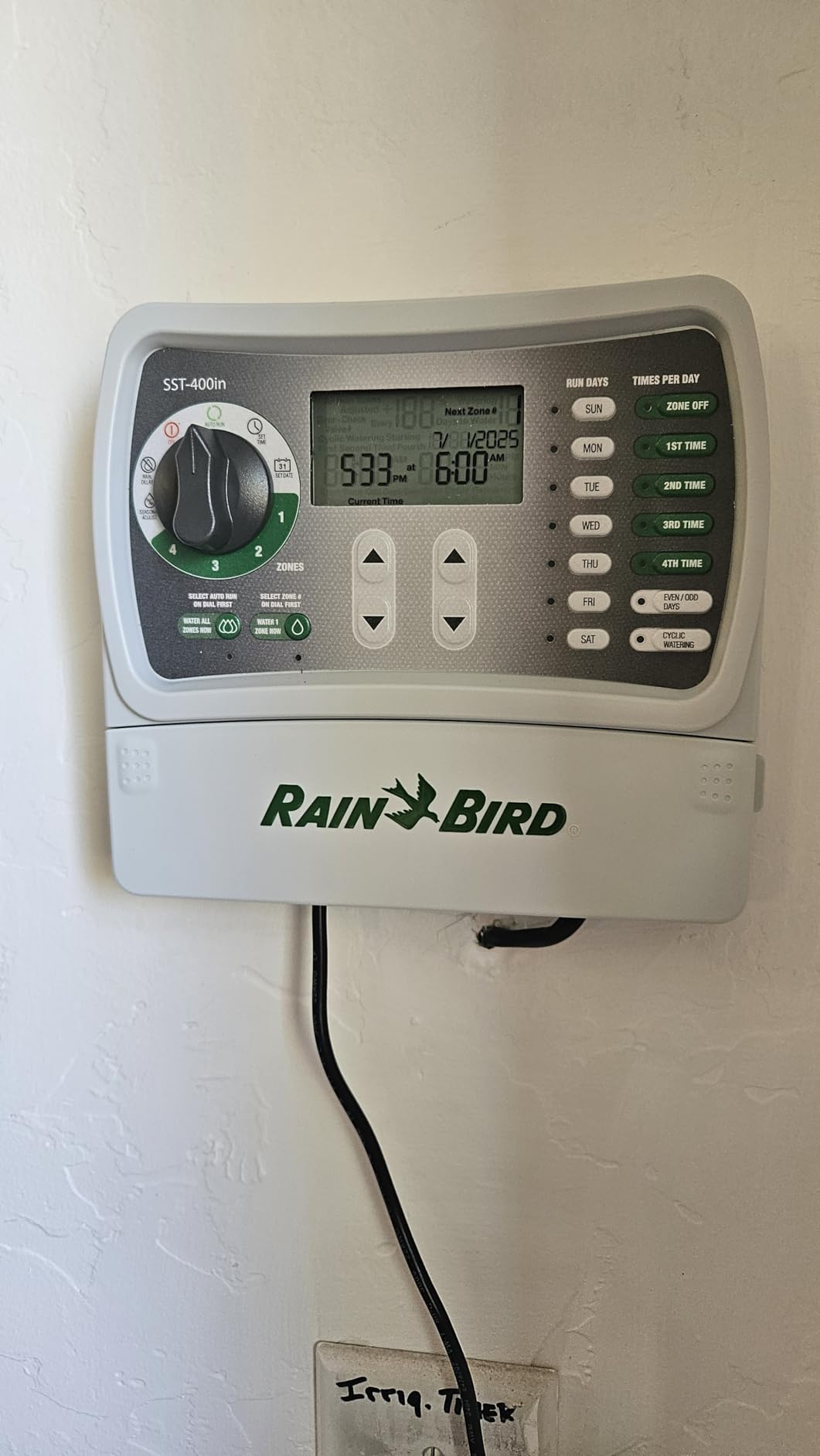 Rain Bird SST600IN Simple-to-Set Indoor Sprinkler/Irrigation System Timer/Controller, 6-Zone/Station customer photo 2