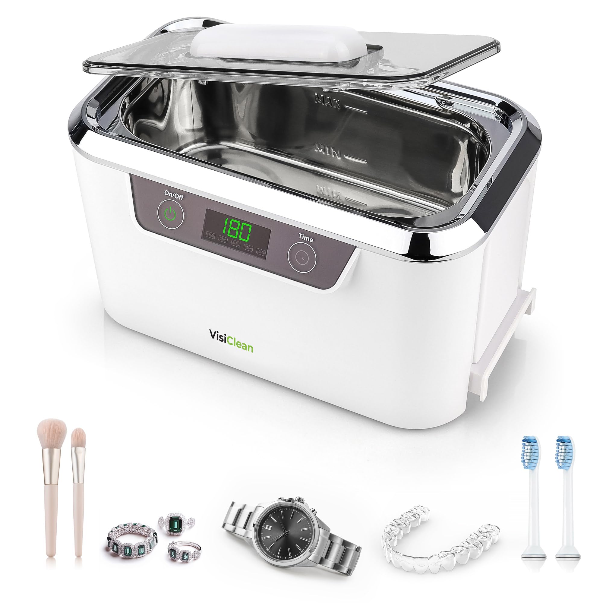 InvisiClean Ultrasonic Cleaner, Professional Ultrasonic Jewelry Cleaner for Diamond Ring, Silver, Gold, Earrings, Necklaces, Glasses, Denture, Retainer, Cpap, Coins, Mouthguard, Razors - VisiClean customer photo 1