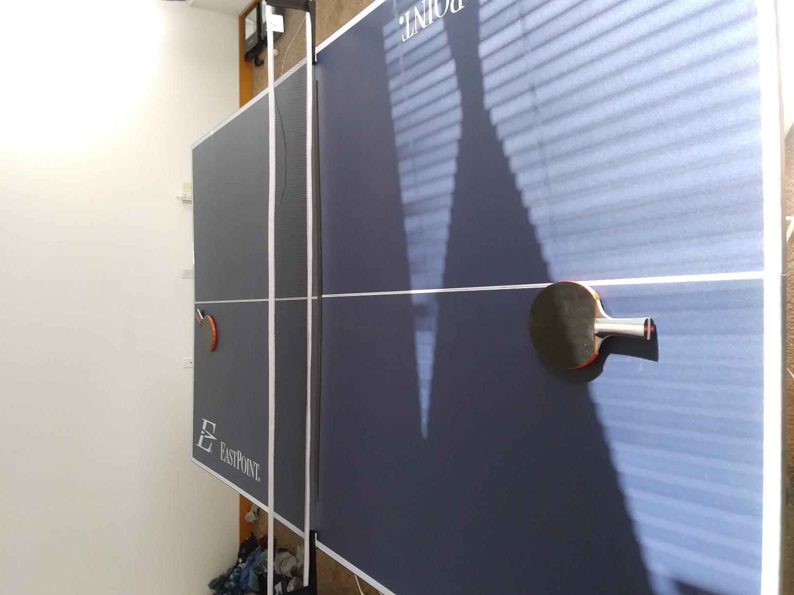 EastPoint Foldable Table Tennis Conversion Top - 9 ft x 5 ft, Blue - Net & Posts Included as Ping Pong Accessories - Wood Surface for Table Tennis - Foldable Design for Billiard Room customer photo 1