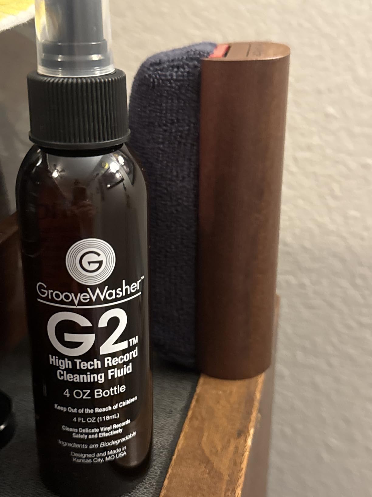 Vinyl Record Cleaning Kit - Handcrafted Hardwood Handle with Scratch-Free Microfiber Pad, Essential LP Care System Includes G2 Cleaning Fluid Spray + Bonus, Erase Fingerprint Oils & Dirt customer photo 1