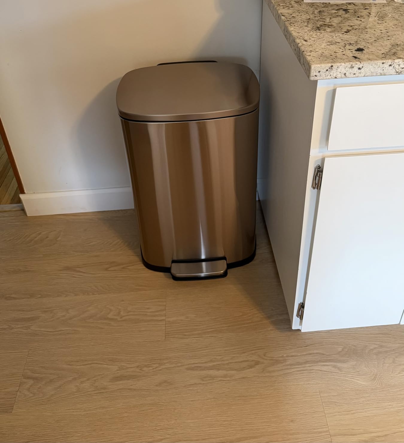 iTouchless 13.2 Gallon Step Trash Can with Lid and Odor Control Filter, Stainless Steel Kitchen Garbage Bin with AirNova Silent Lid, 50 Liter, Fingerprint-Proof, Silver customer photo 1
