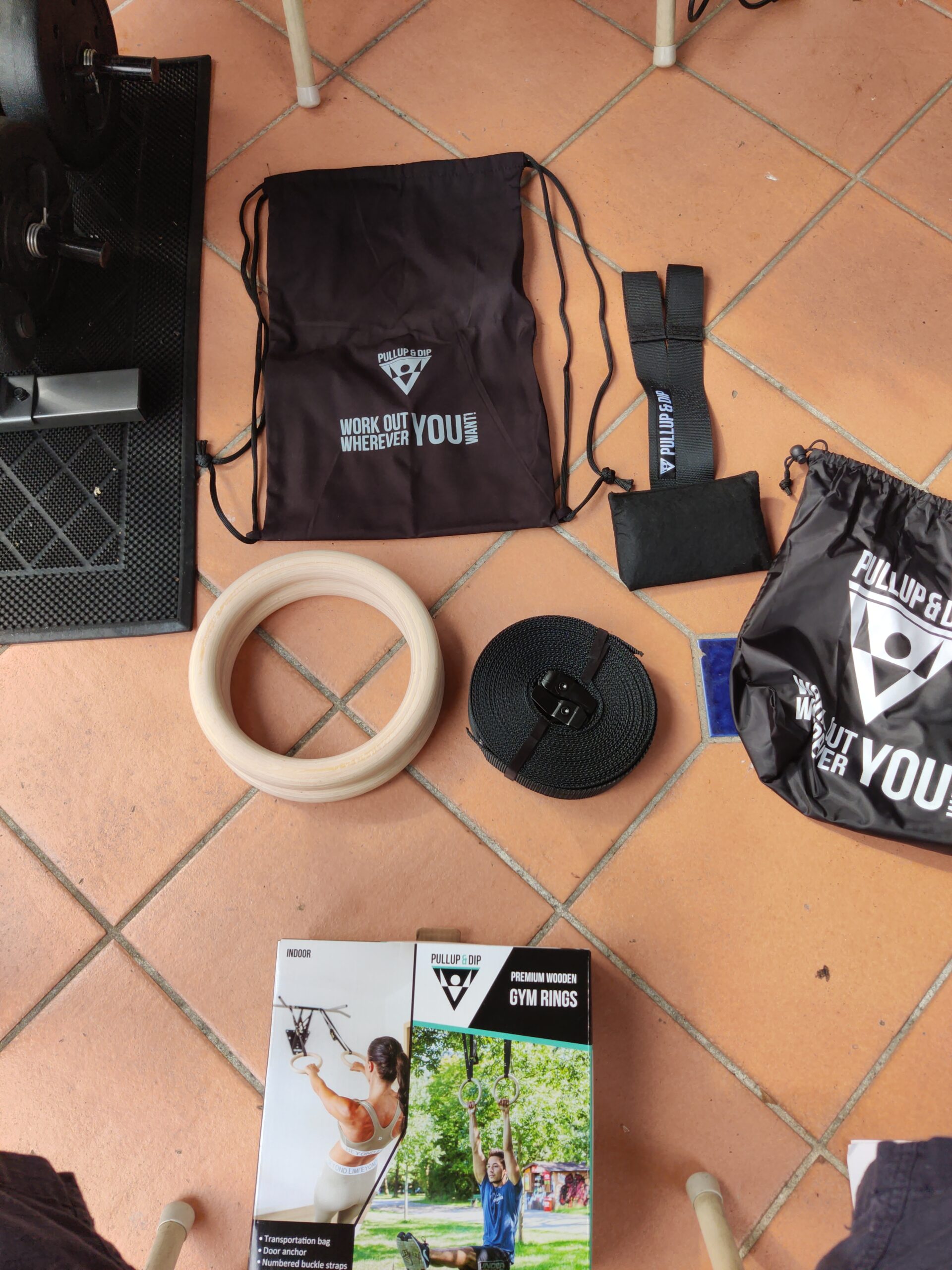 PULLUP & DIP Premium Gymnastic Rings, Wooden Gym Rings for Calisthenics - Wide Straps with Length Markings + Door Anchor + Carry Bag + Exercise Guide, Calisthenics Rings customer photo 2