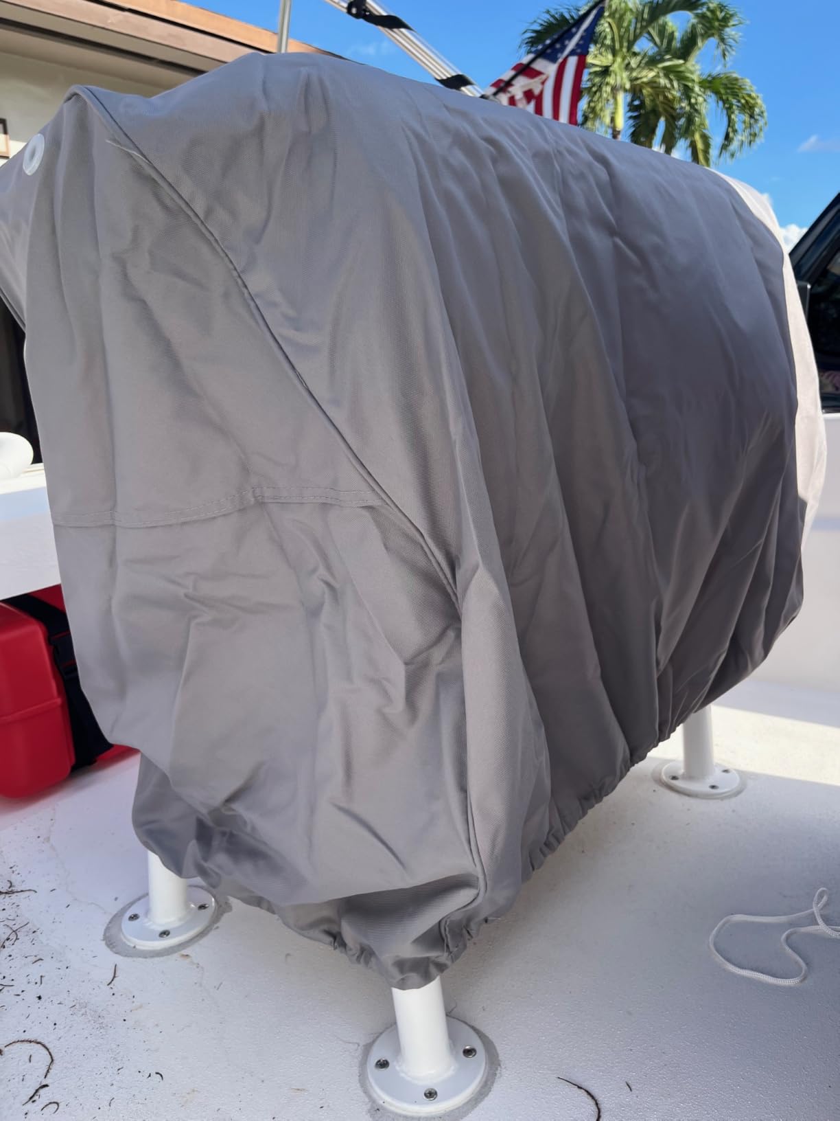 Savvycraft Waterproof Boat Swing Back Seat Cover, Leaning Post, Swingback Cooler Boat Seat Cover 20D x 36W x 36H Gray customer photo 1