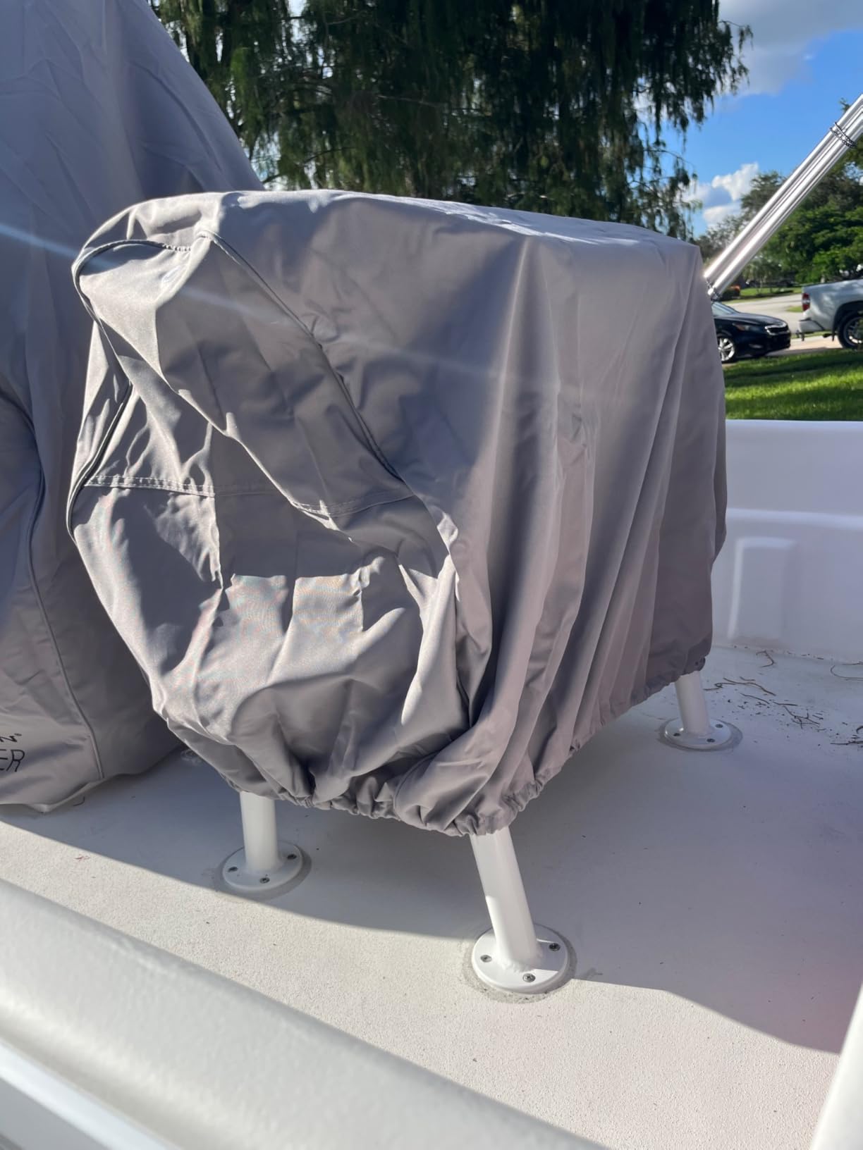 Savvycraft Waterproof Boat Swing Back Seat Cover, Leaning Post, Swingback Cooler Boat Seat Cover 20D x 36W x 36H Gray customer photo 2