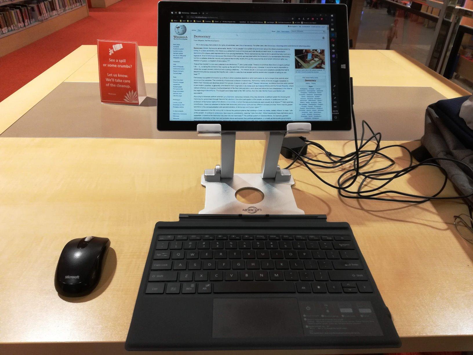 KABCON Quality Tablet Stand,Adjustable Foldable Eye-Level Aluminum Solid Up to 15-in Tablets Holder for Microsoft Surface Series Tablets,iPad Series,Samsung Galaxy Tabs,Amazon Kindle Fire,Etc.Silver customer photo 1