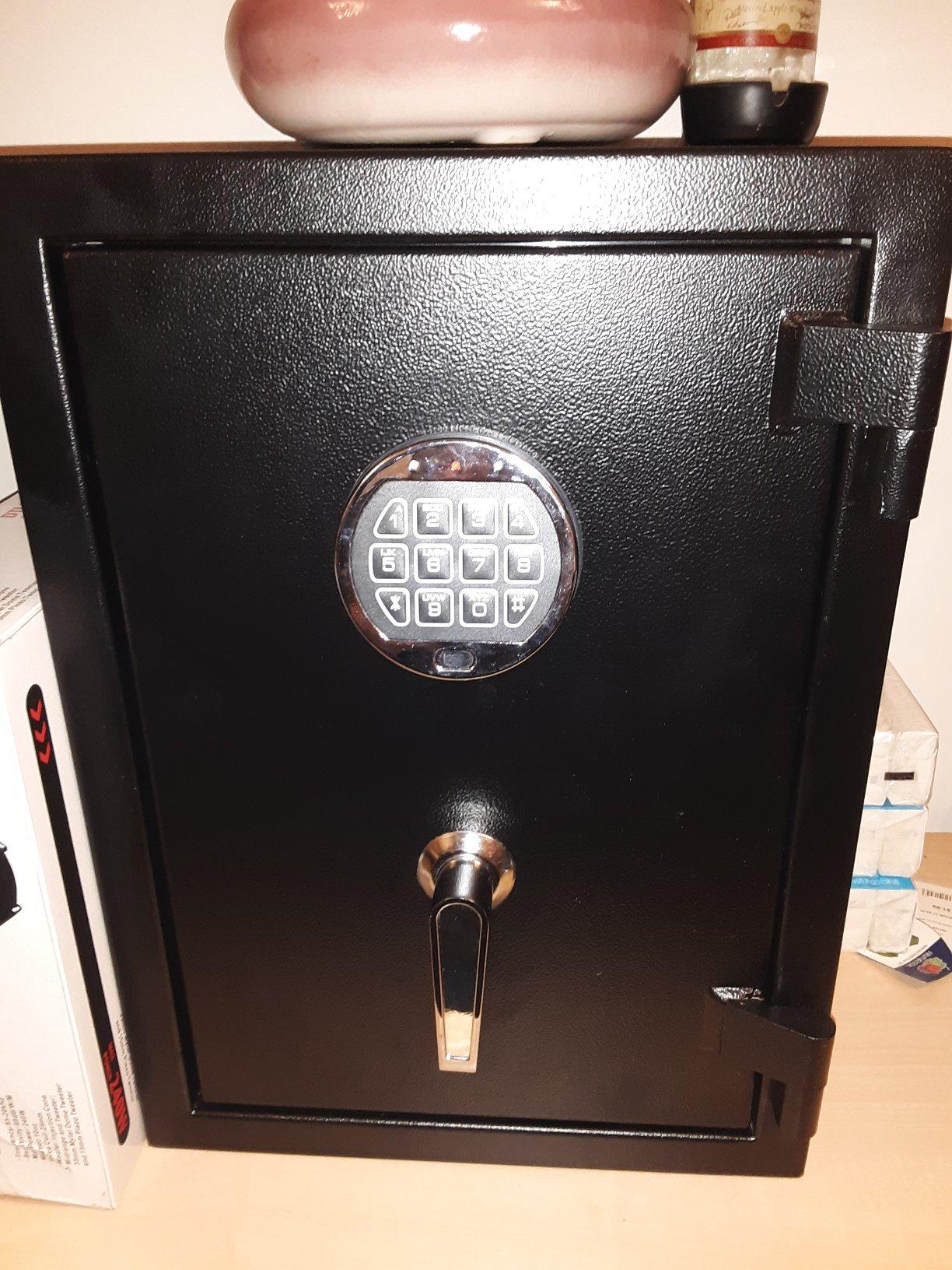 Amazon Basics Fire Resistant Security Safe with Electronic Keypad, Anti-theft Protection for Important Documents and Valuables, 2.1 Cubic Feet, 16.93