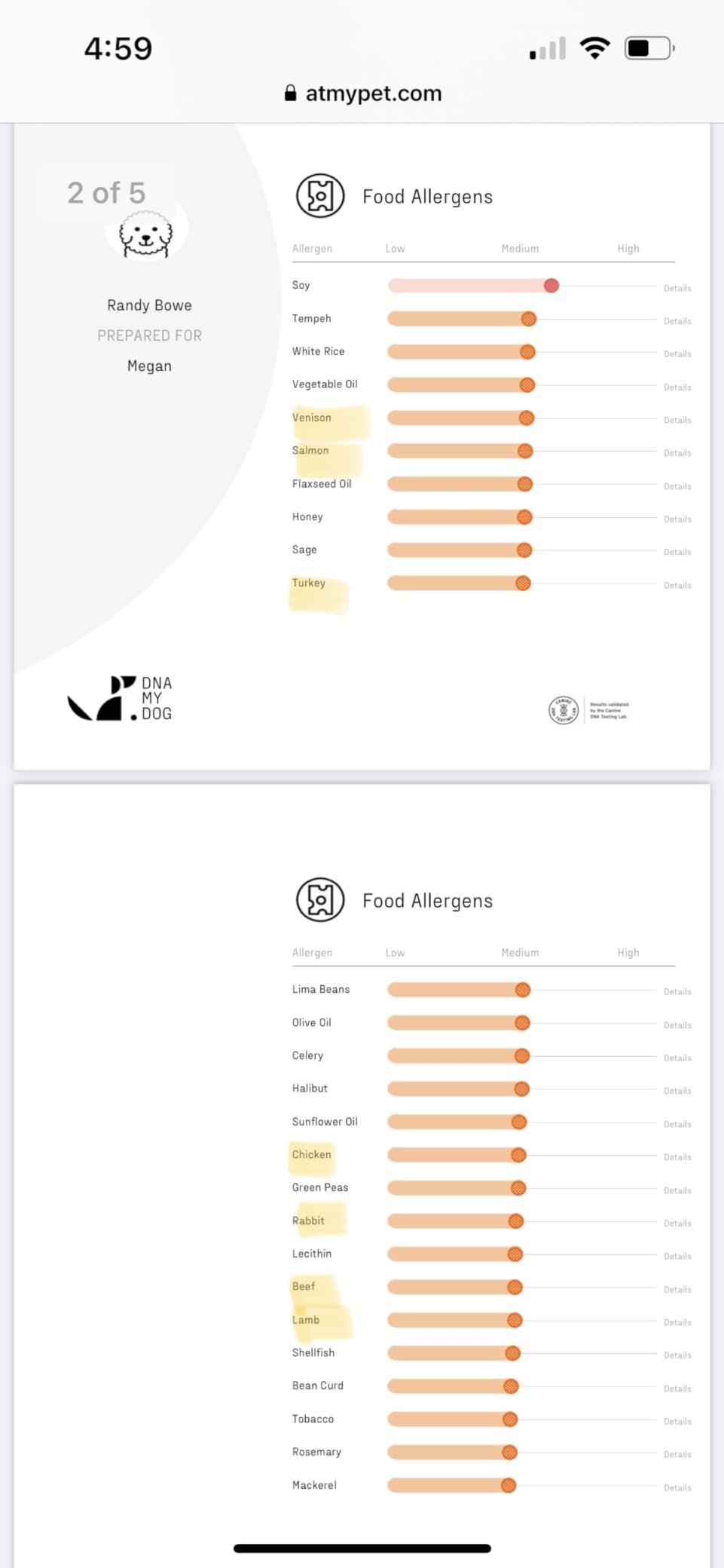 DNA MY DOG Vet-Recommended and Most Accurate Allergy Test for Itchy, Sensitive Dogs | Cheek Swab - The Gold Standard of Testing | Tests for All Common Food & Environmental Allergens | Custom Report customer photo 2