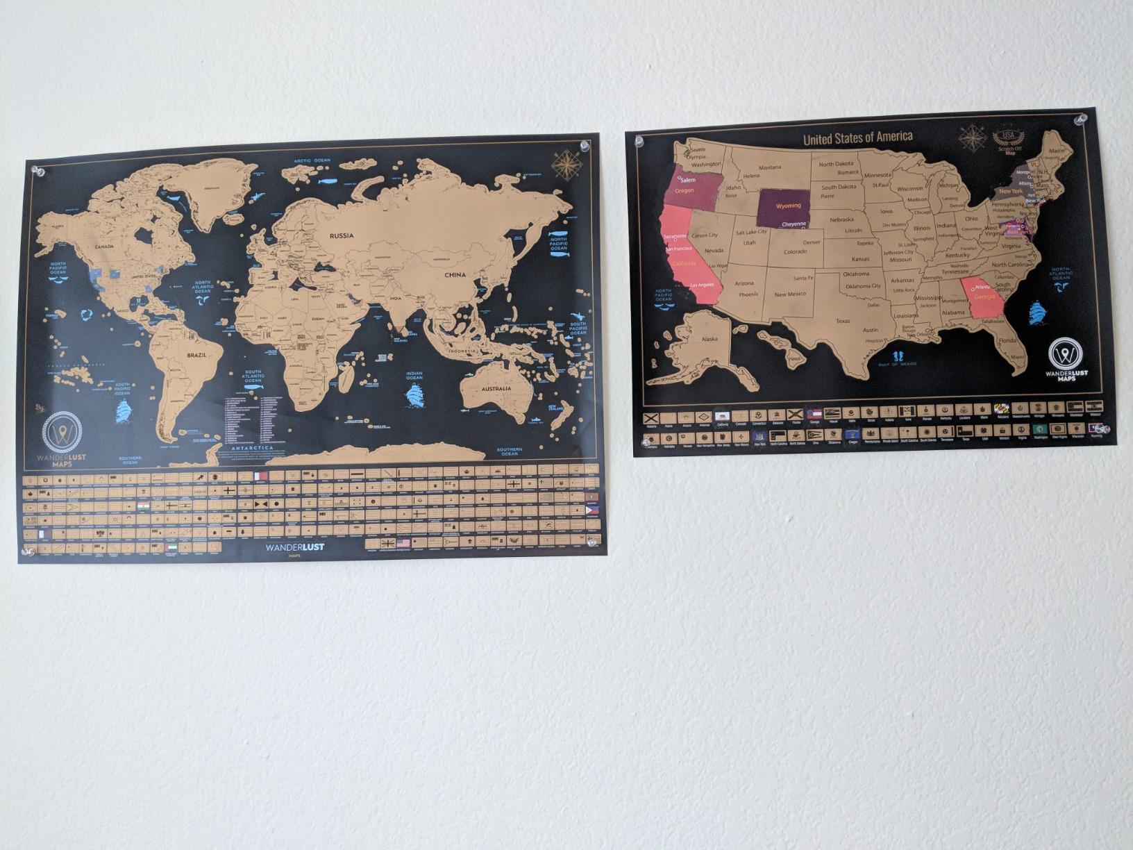 Two Scratch-Off Maps: World Map 17x24