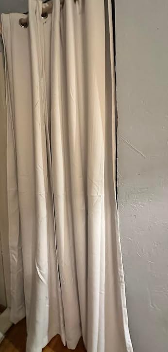 NICETOWN 100% Blackout Window Curtain Panels, Cold and Full Light Blocking Drapes with Black Liner for Nursery, 84 inches Drop Thermal Insulated Draperies (White, 2 Pieces, 52 Wide Each Panel) customer photo 1