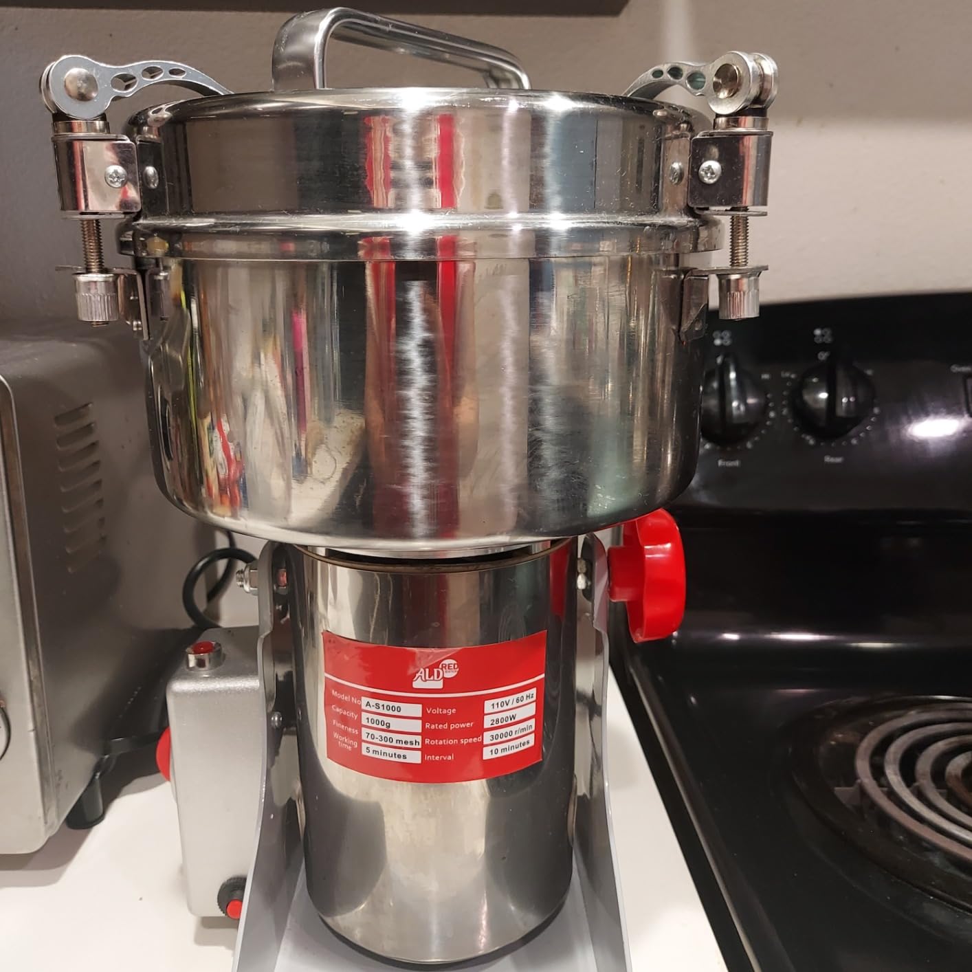 ALDKitchen Grain Mill | Swing Type Grinder for Spices, Herbs, Roots | Commercial Use | Stainless Steel | 110V (1000 g) customer photo 1