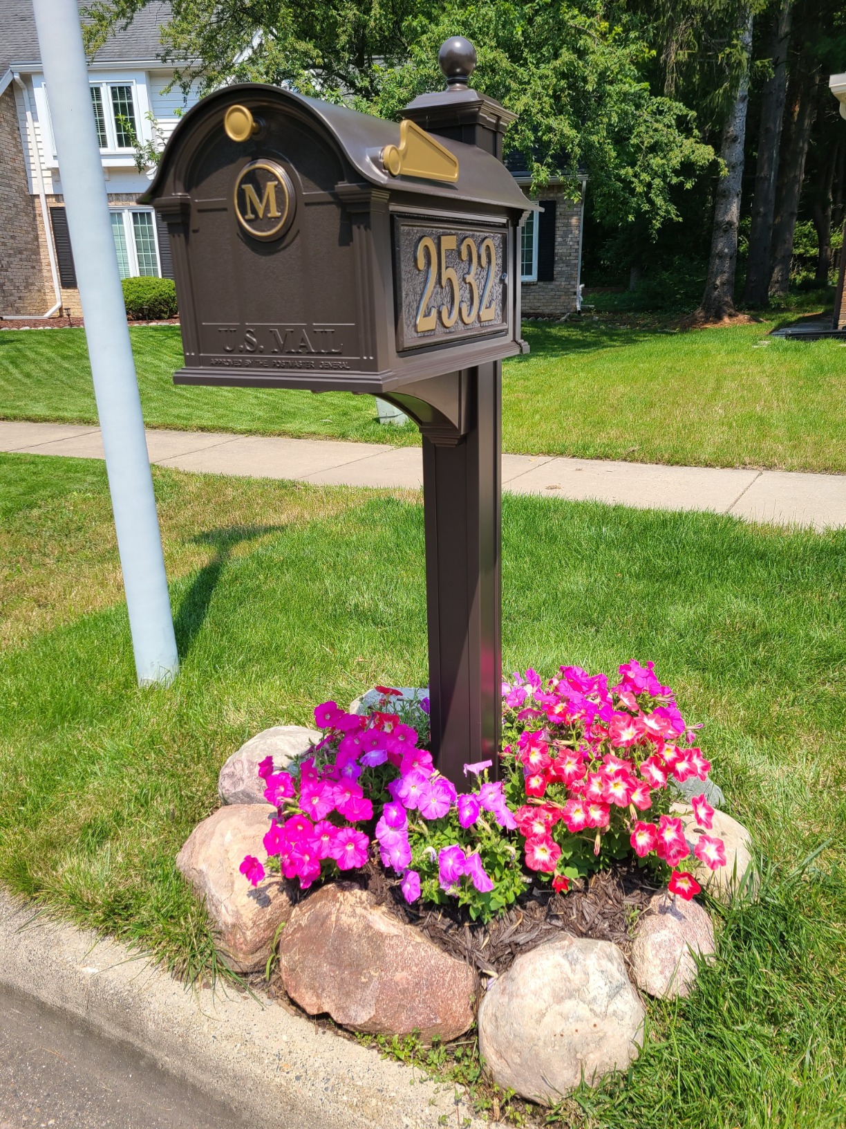 Whitehall Personalized Whitehall Balmoral Mailbox with Side Address Plaques, Monogram & Post Package (3 Colors Available) customer photo 2