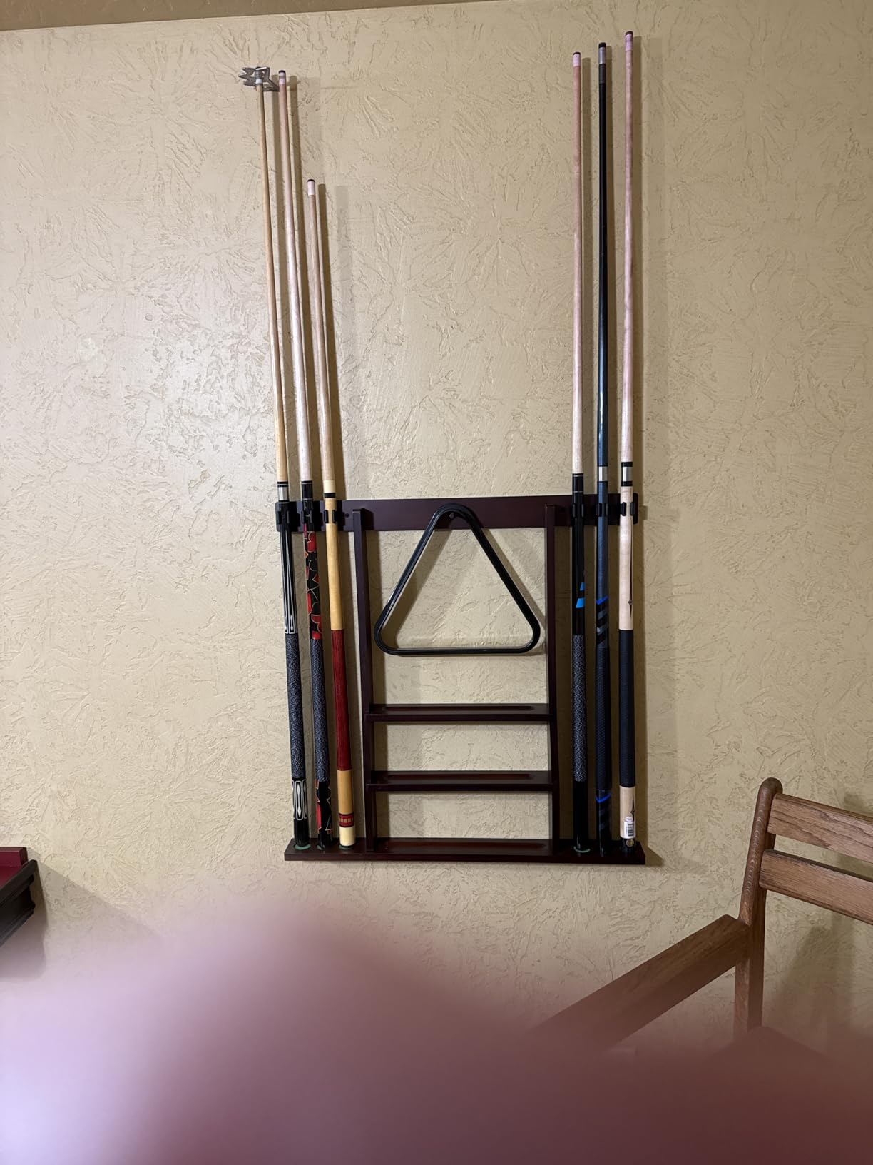 Flintar Wall Mount Cue Rack, Billiard Pool Cue Stick holder, Premium Quality Made in TAIWAN, Solid Hardwood customer photo 1