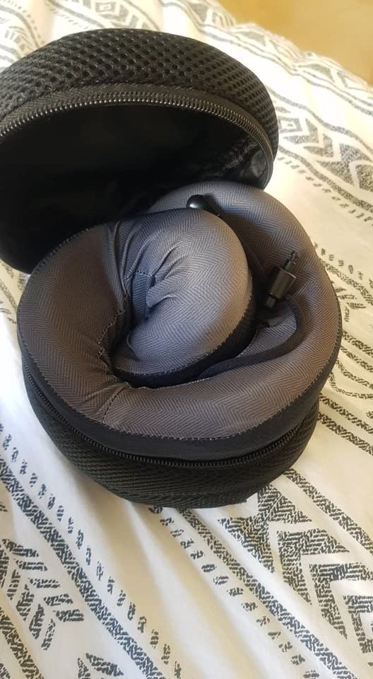 Long Haul Flight Cooling Travel Neck Pillow - Evolution Cool - Supportive Memory Foam with Airflow Vents - Compact with Carrying Case (Black) customer photo 2