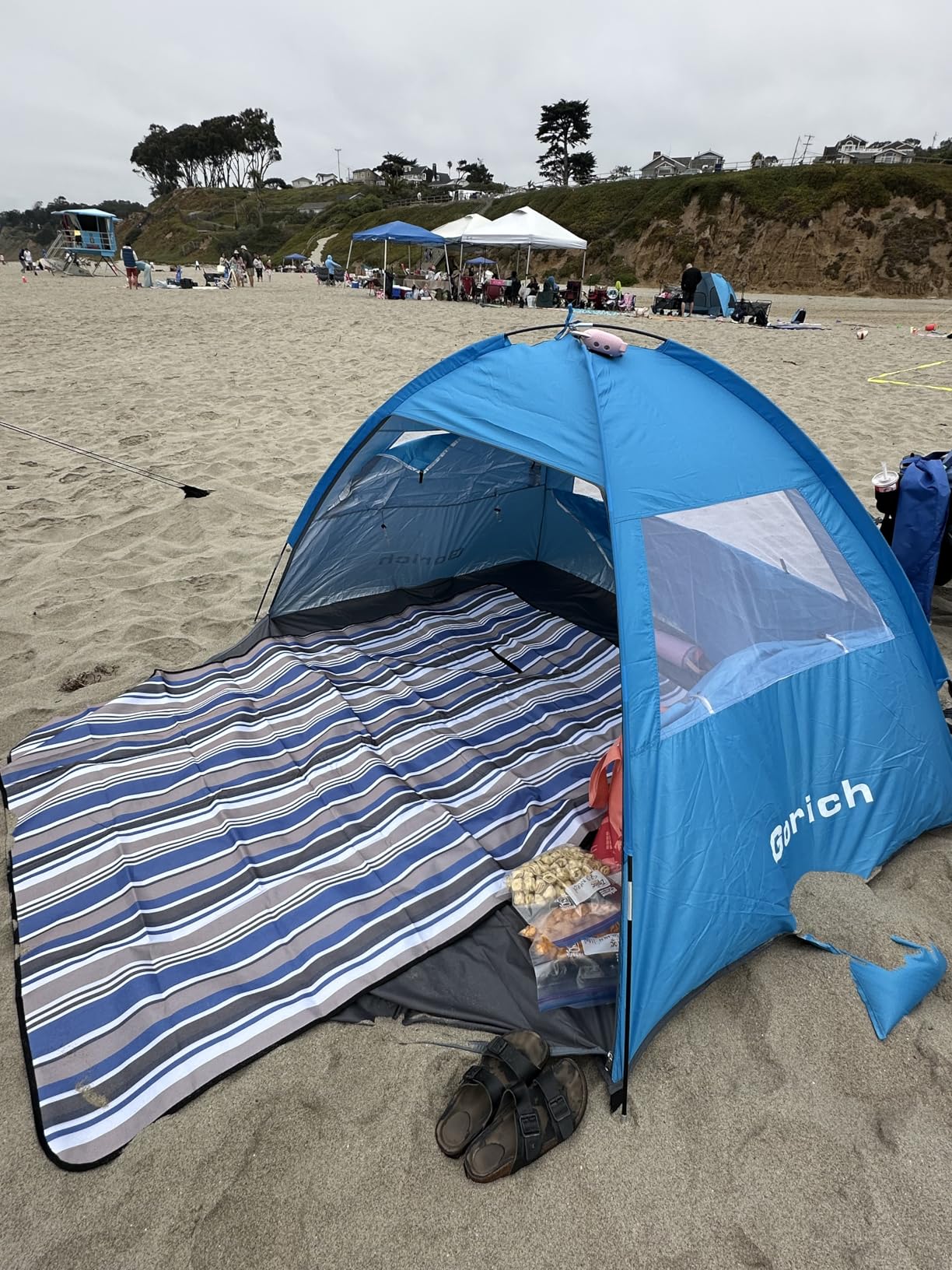 Gorich Beach Tent Sun Shelter for 3/4/6/8/10 Person with UPF 50+ UV Protection, Lightweight & Easy Setup Beach Shade Canopy, Portable Beach Shade Tent Beach Cabana customer photo 2