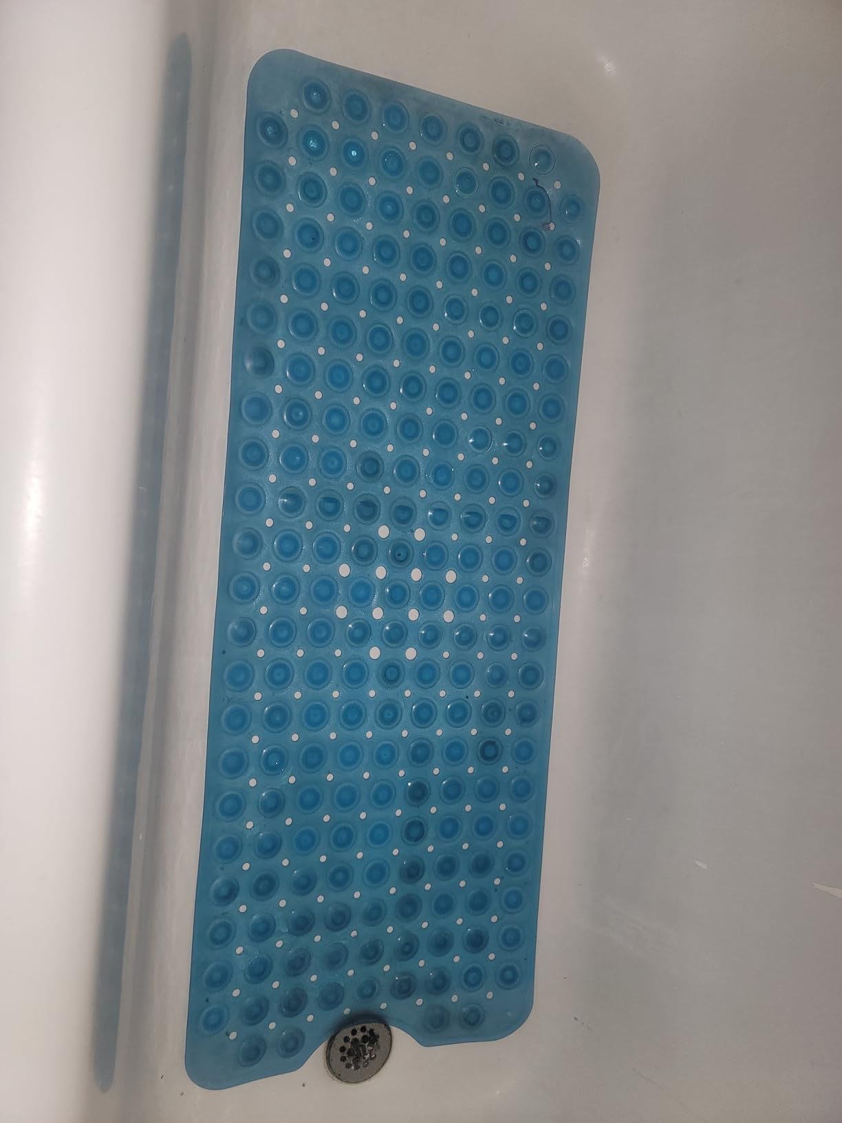 AmazerBath Shower Mat Non Slip 40 x 16 Inches, Bathtub Mat Shower Stall Mats with Suction Cups and Drain Holes, Non Slip Bath Mat for Tub for Elderly & Kids, Clear Blue customer photo 1