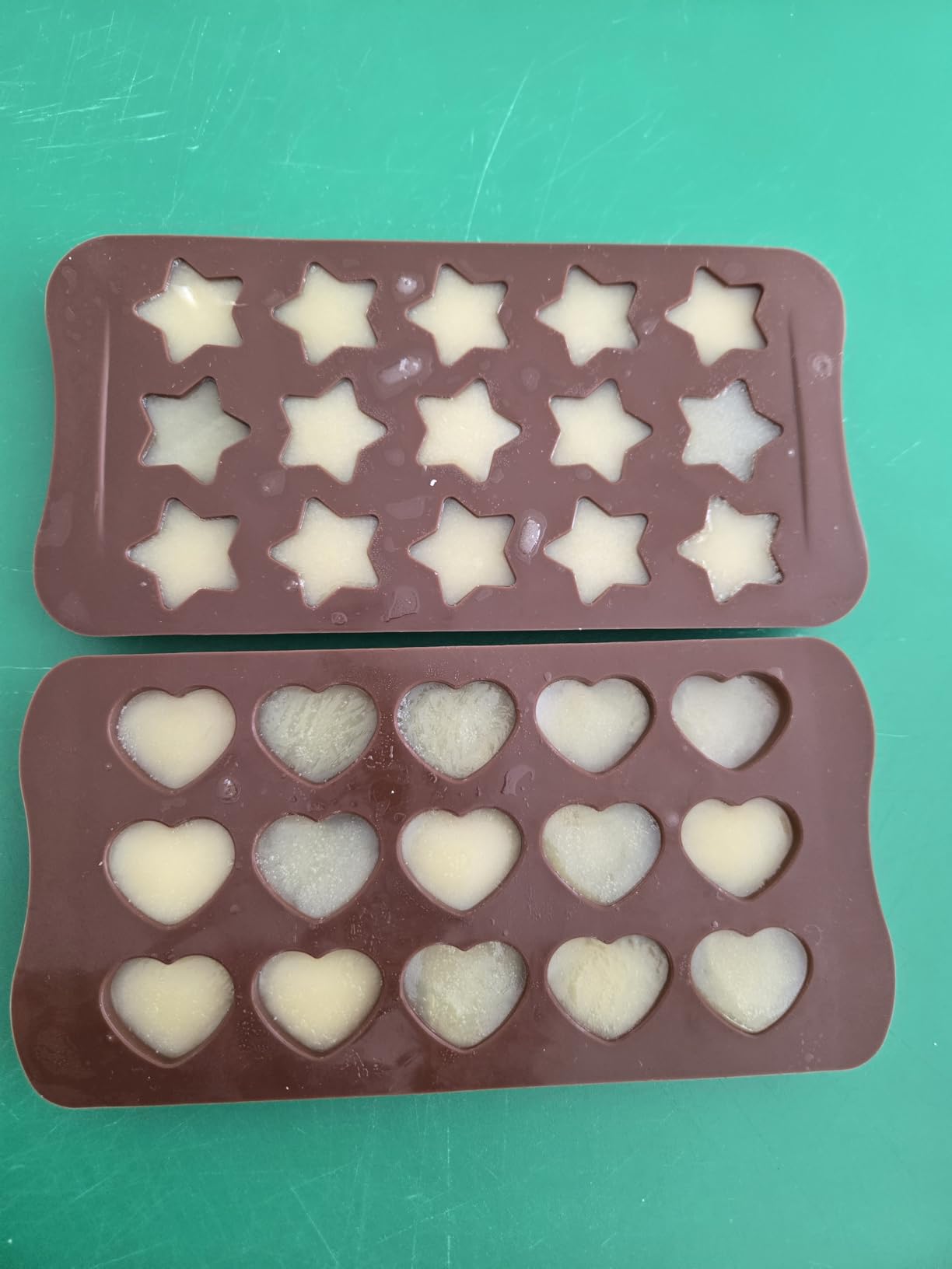 JOERSH 5PCS Silicone Chocolate Molds for Candy, Fat Bombs Snacks & Truffles, 9 Shapes 93 Cavities Candle Soap Wax Melts Mold (Square, Round, Heart, Star, Flower Shapes) customer photo 1