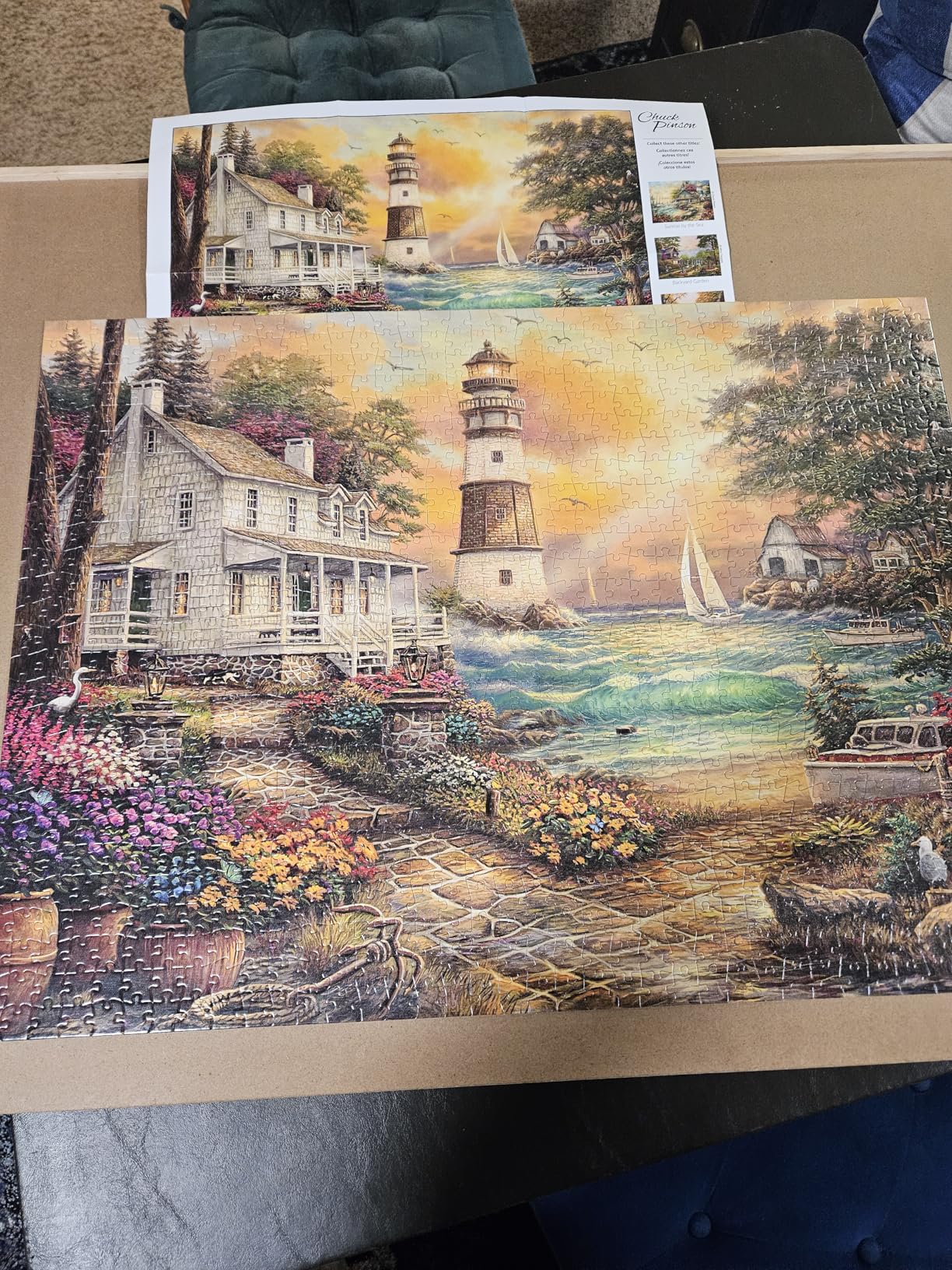Buffalo Games - Chuck Pinson - Cottage by the Sea - 1000 Piece Puzzle for Adults, Serene Lighthouse Jigsaw with Poster, Premium Scenic Puzzle for Game Nights customer photo 1
