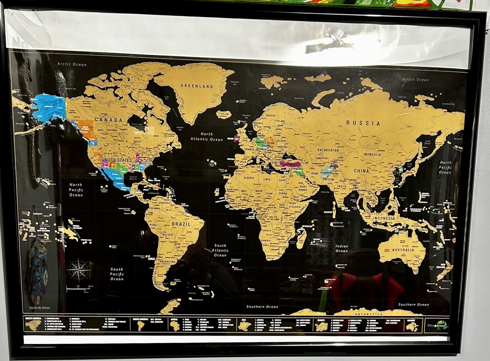 Atlas & Green Scratch Off World Map, All US States, Large 28x16.5