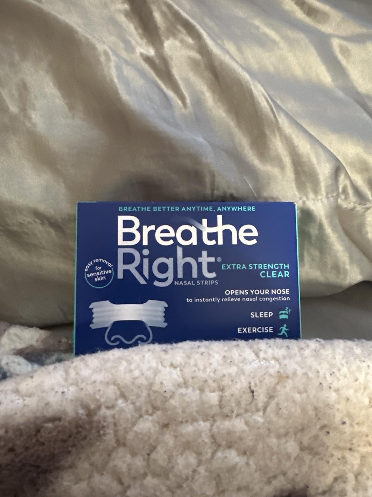 Breathe Right Nasal Strips | Extra Strength | Clear | For Sensitive Skin | Drug-Free Snoring Solution & Nasal Congestion Relief Caused by Colds & Allergies | 44 Count (Packaging May Vary) customer photo 1