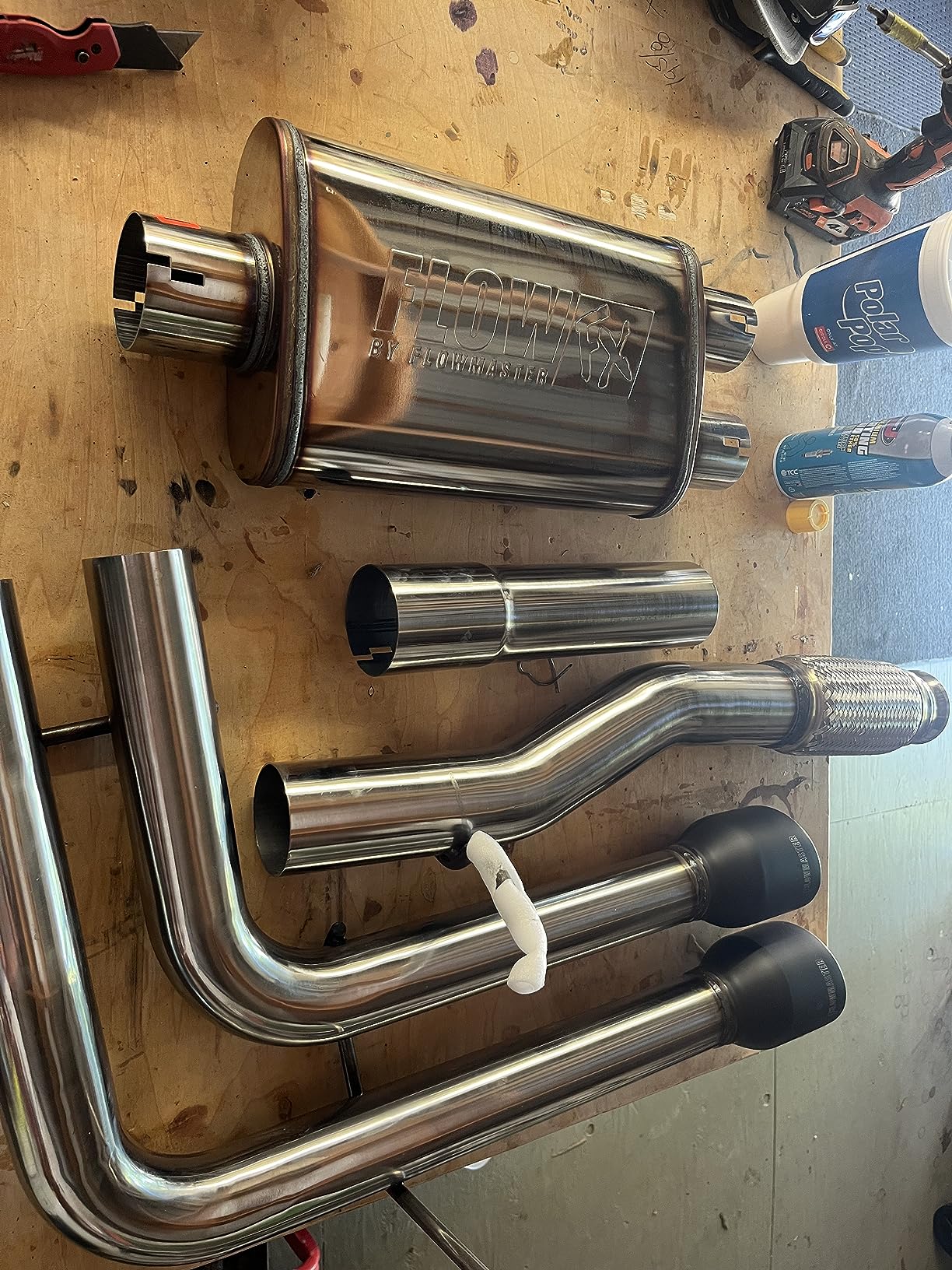 Flowmaster 717787 FlowFX Cat-Back Exhaust Kit Dual 2.5 Inch Stainless Steel 4 Inch Black Ceramic Tips Compatible with 2014-2019 Classic Body Chevy Silverado GMC Sierra 1500 Crew Double Cab 4.3L 5.3L customer photo 1