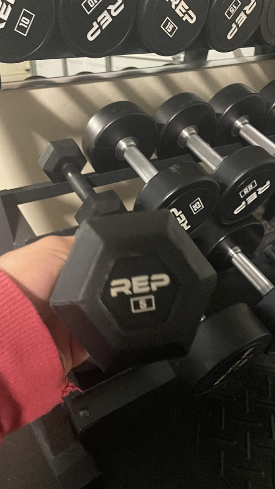 REP Fitness Urethane Coated Round Dumbbells, 5 to 100 lbs customer photo 1