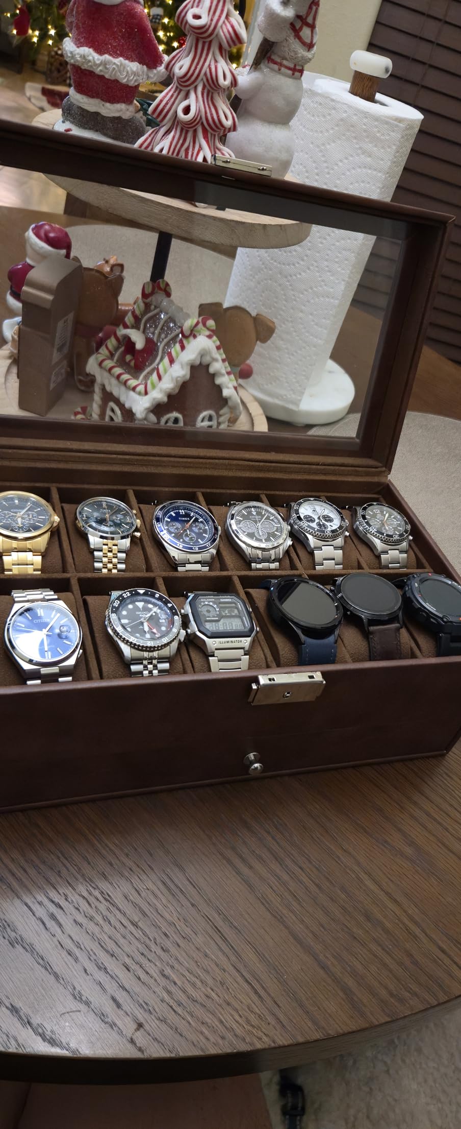 GUKA Watch Box 12 Slot Watch Display Organizer Leather Jewelry Case Drawer Glass Birthday for Men Women, Child Husband Dad customer photo 1