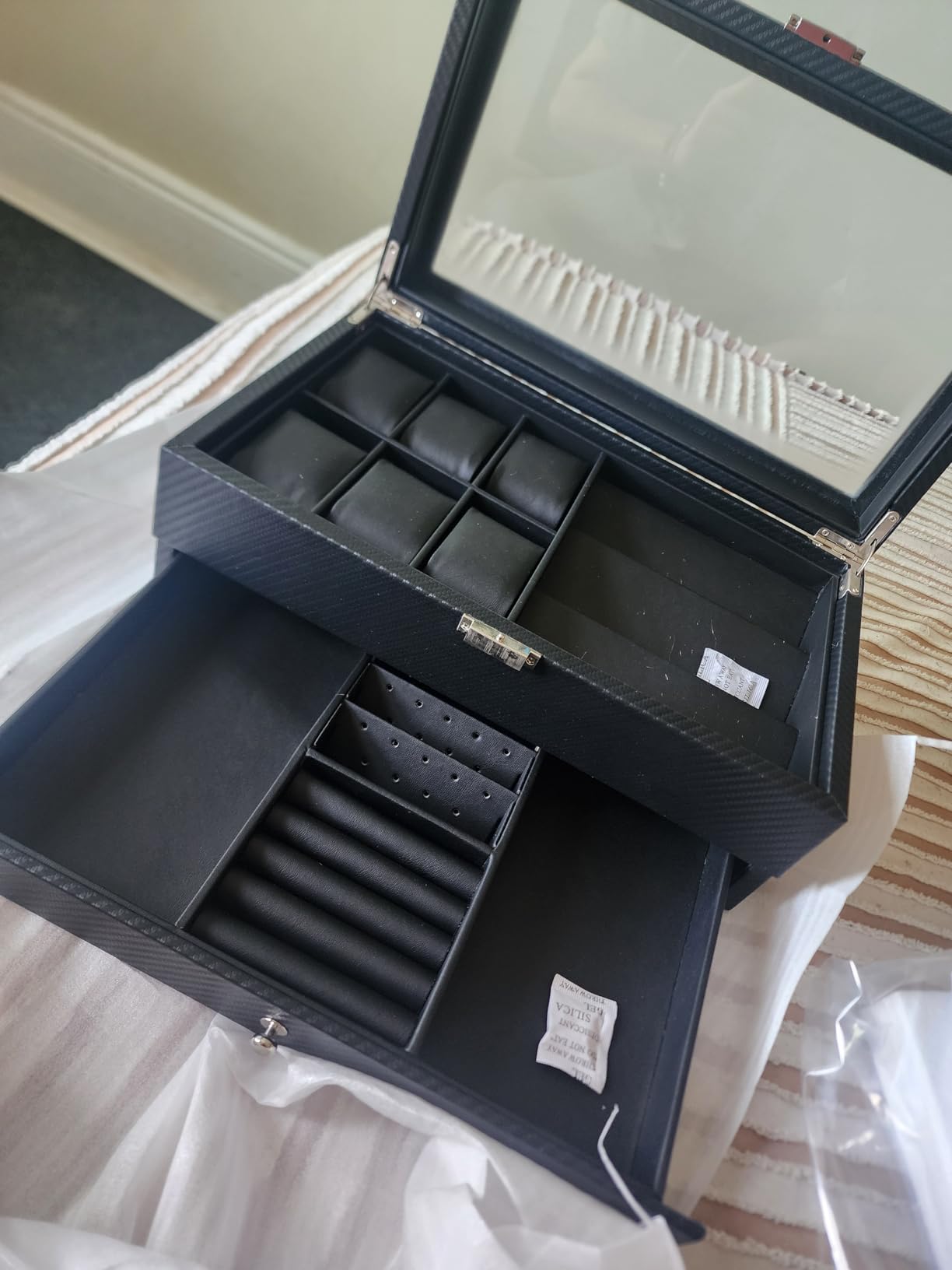 GUKA Watch Box 12 Slot Watch Display Organizer Leather Jewelry Case Drawer Glass Birthday for Men Women, Child Husband Dad customer photo 2