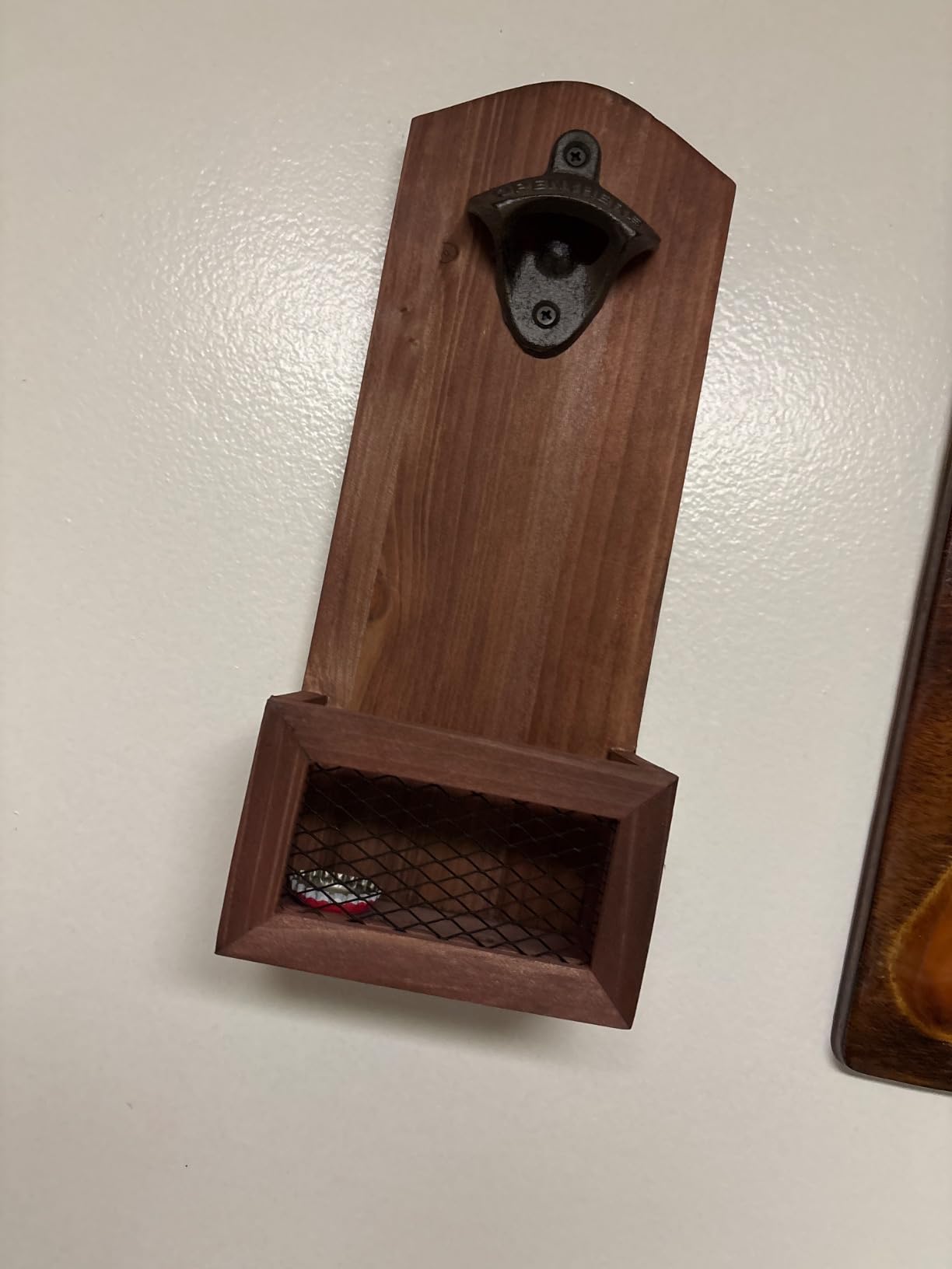 Bottle Opener with Cap Collector Catcher,Vintage Wooden Wall Mounted Bottle Opener,Ideal Gift for Men and Beer Lovers customer photo 1