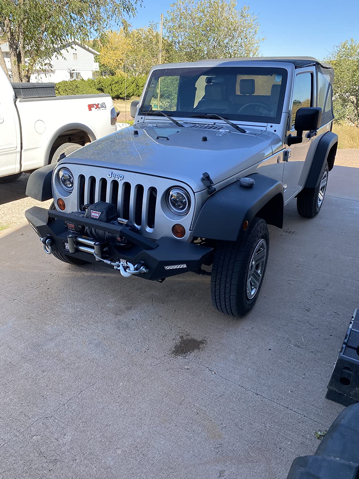 OEDRO Front Bumper, Compatible for 2007-2018 Jeep Wrangler JK & Unlimited, Rock Crawler Bumper with Winch Plate Mounting & 4 x LED Lights & 2 x D-Rings Off Road customer photo 1