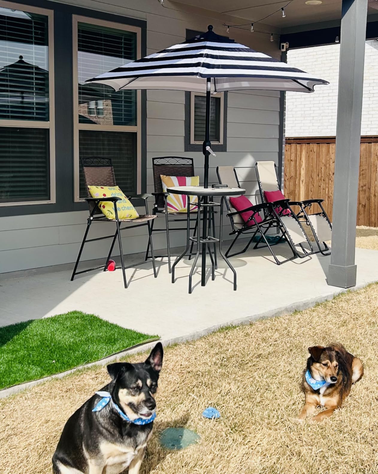 Sunnyglade 7.5' Patio Umbrella Outdoor Table Market Umbrella with Push Button Tilt/Crank, 6 Ribs (Tan) customer photo 1