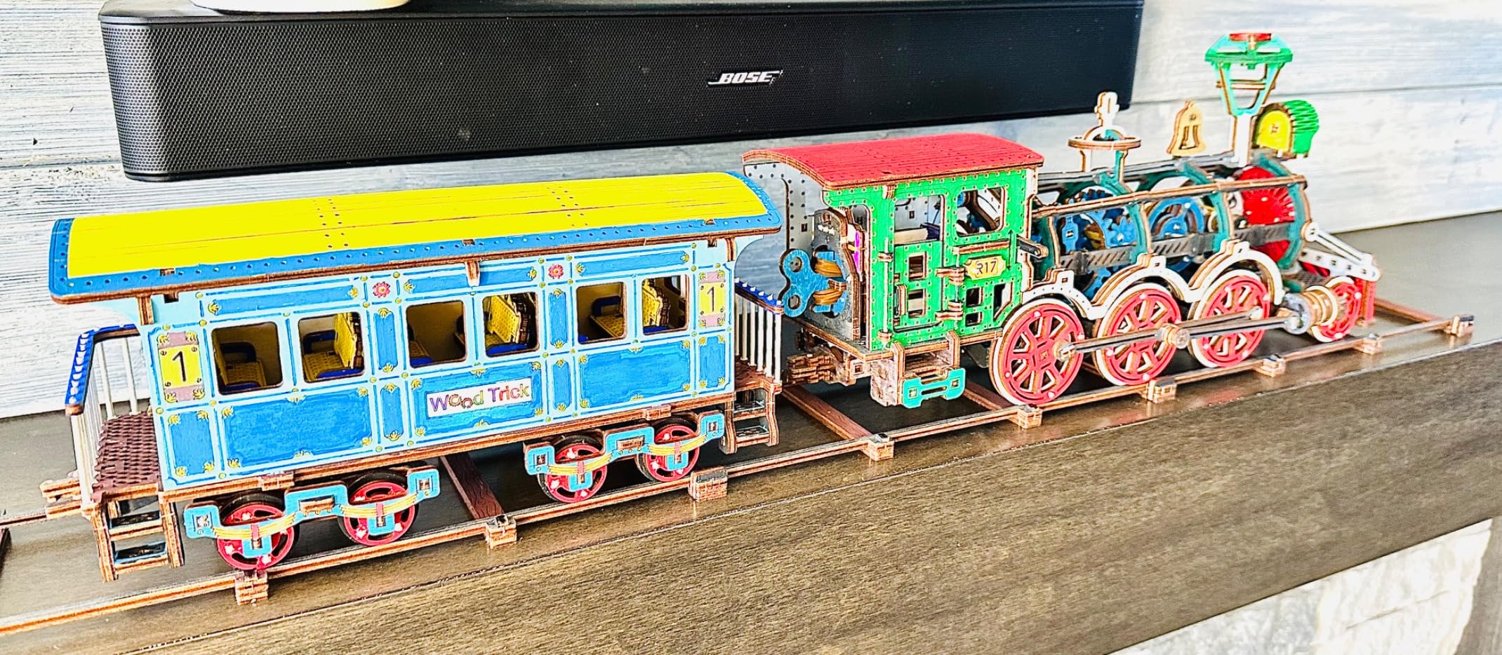 Wood Trick Wooden Toy Train Set with Railway - 34x7