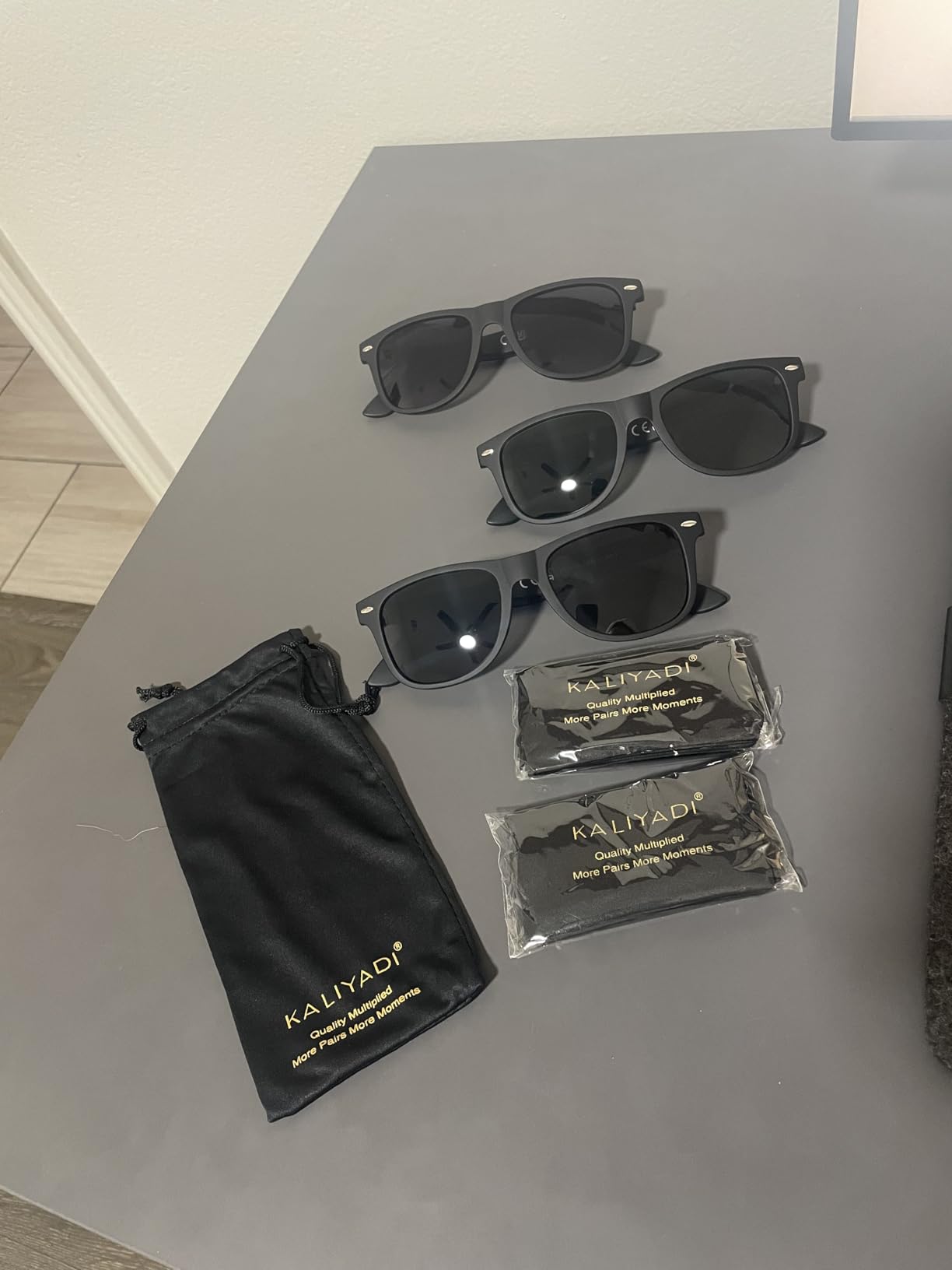KALIYADI Polarized Sunglasses for Men and Women Matte Finish Sun glasses Color Mirror Lens UV Blocking (3 Pack) customer photo 1