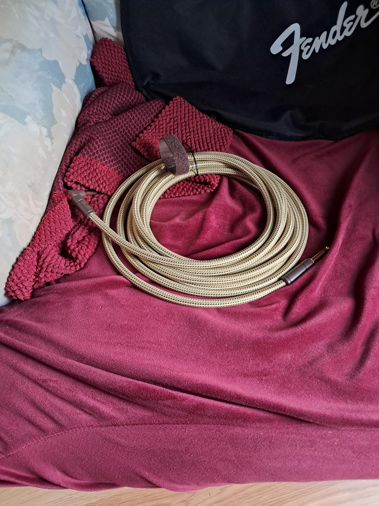 Fender Deluxe Series Instrument Cable, Guitar Cable, Guitar Accessories, Straight/Angle, Black Tweed, 10ft customer photo 2