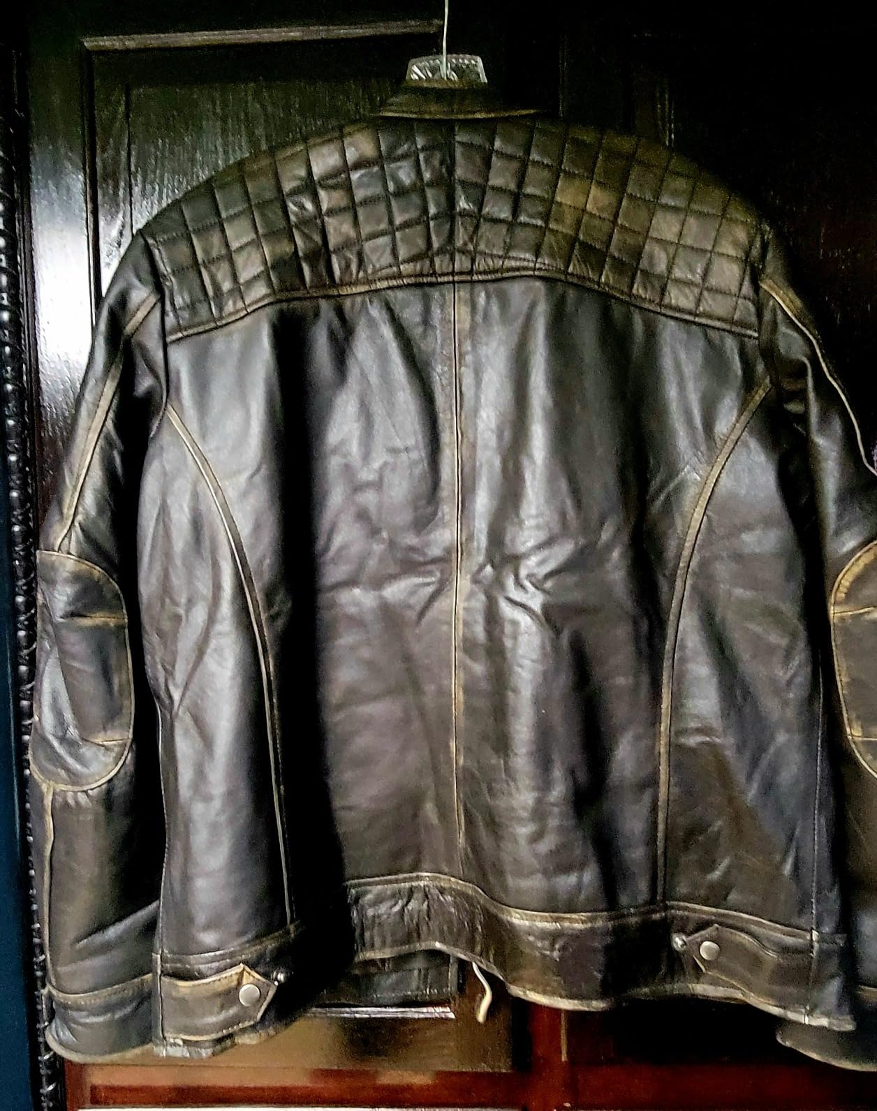 Mens Genuine Leather Biker Jacket Black | Vintage Brown Distressed Lambskin Motorcycle Jackets for Men customer photo 2