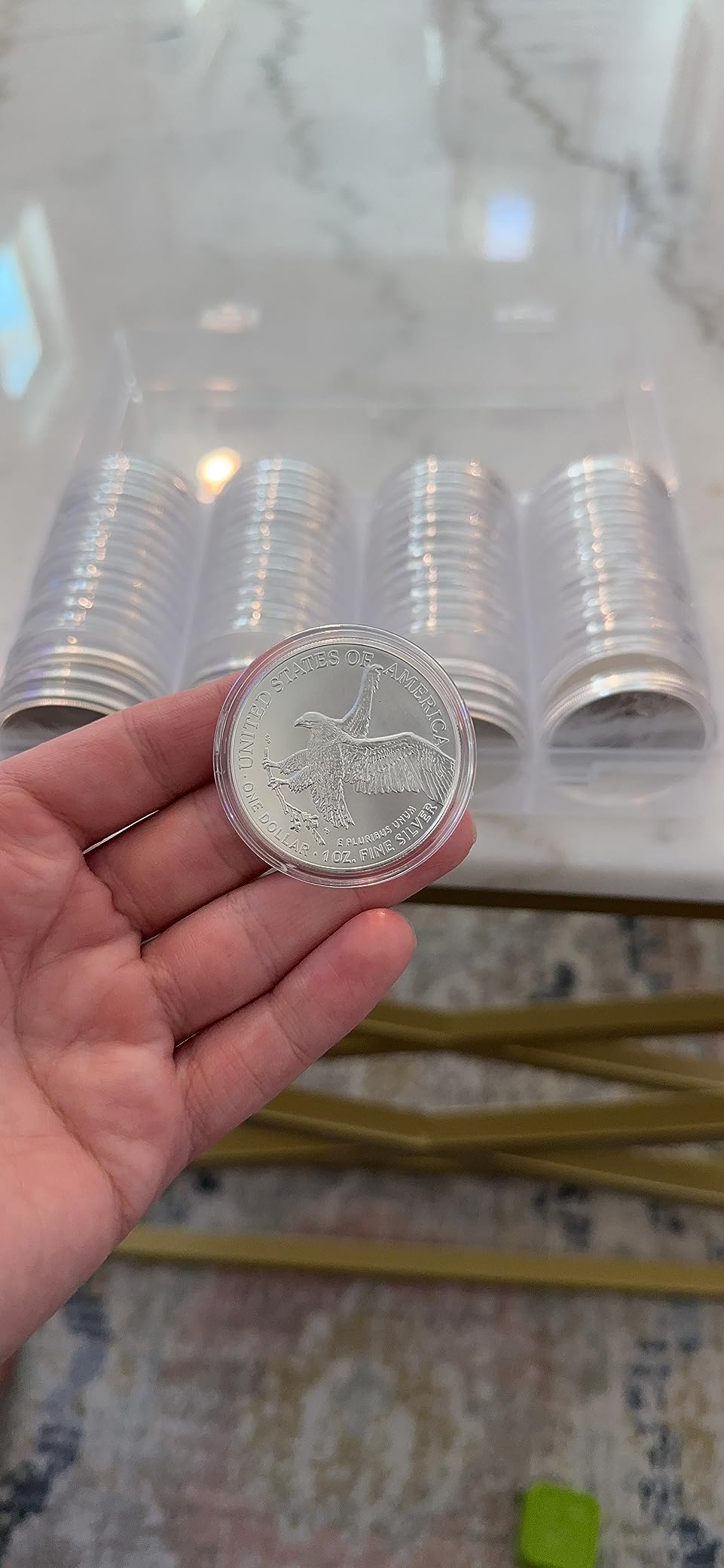 60 Pieces Silver Coin Case Holder for Collectors 40.6 mm Plastic Round Silver Coin Capsules Covers Storage Box for Collection Supplies customer photo 2