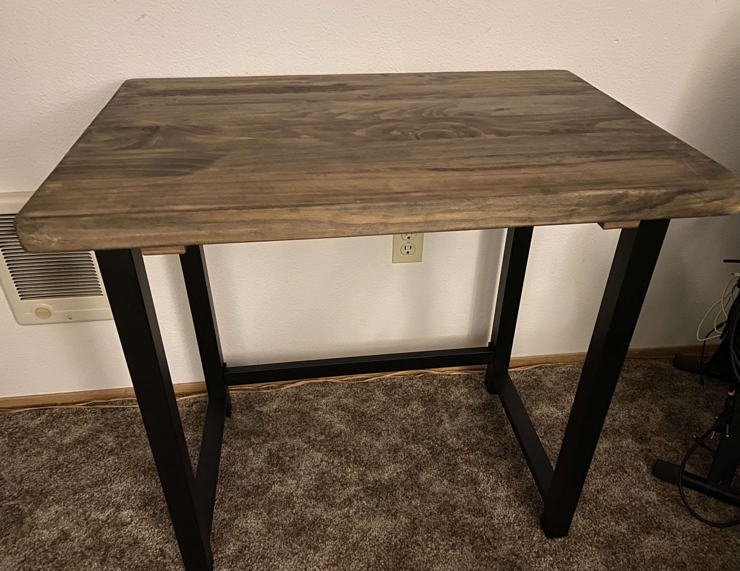 Pomona 32-Inch Compact Writing Desk with Solid Wood Top and Metal Frame - Rustic Industrial Style Small Home Office Desk with Durable Lacquer Finish and Floor Levelers by Alaterre Furniture (Natural) customer photo 2